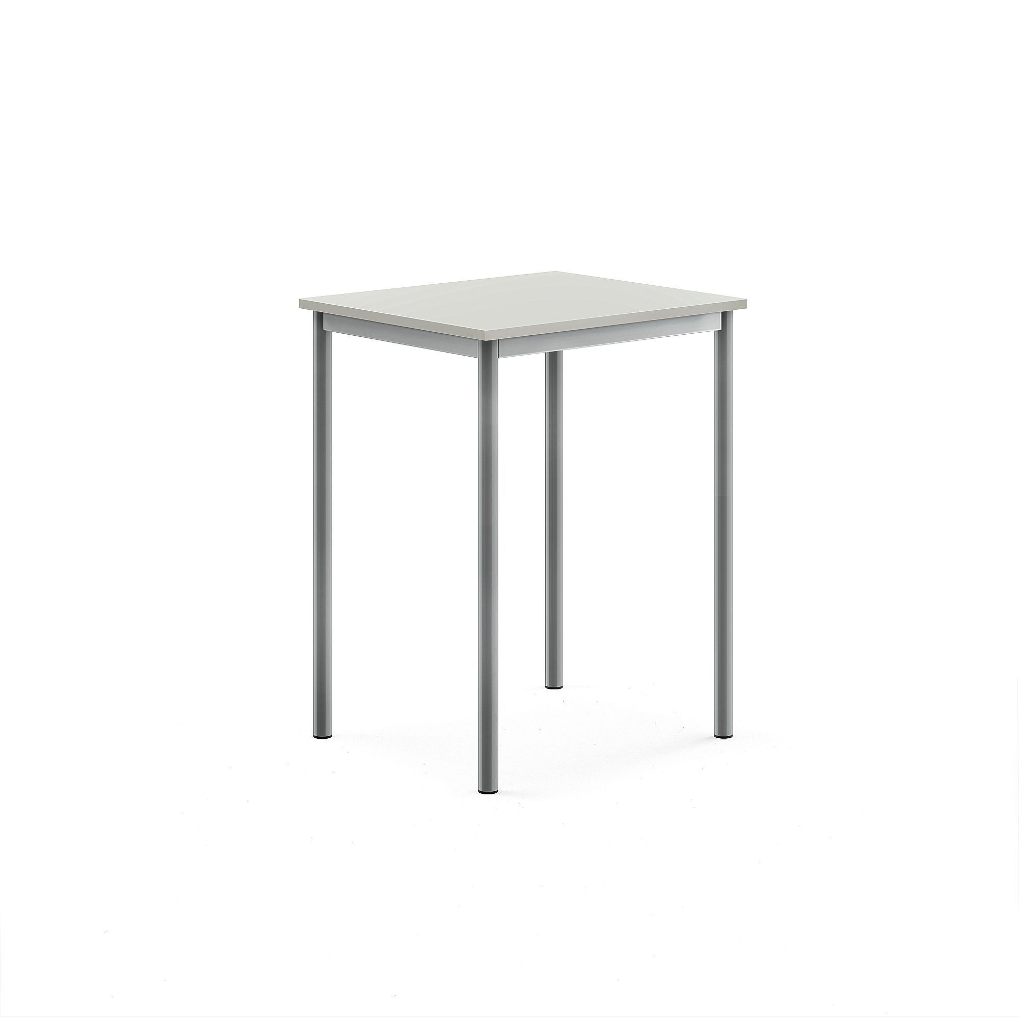 Stůl SONITUS, 700x600x900 mm, stříbrné nohy, HPL deska tlumící hluk, šedá