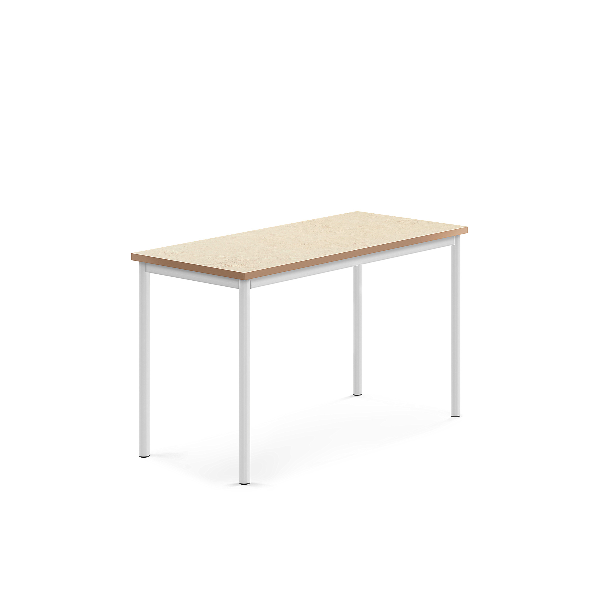 Stůl SONITUS, 1200x600x720 mm, bílé nohy, deska s linoleem, béžová