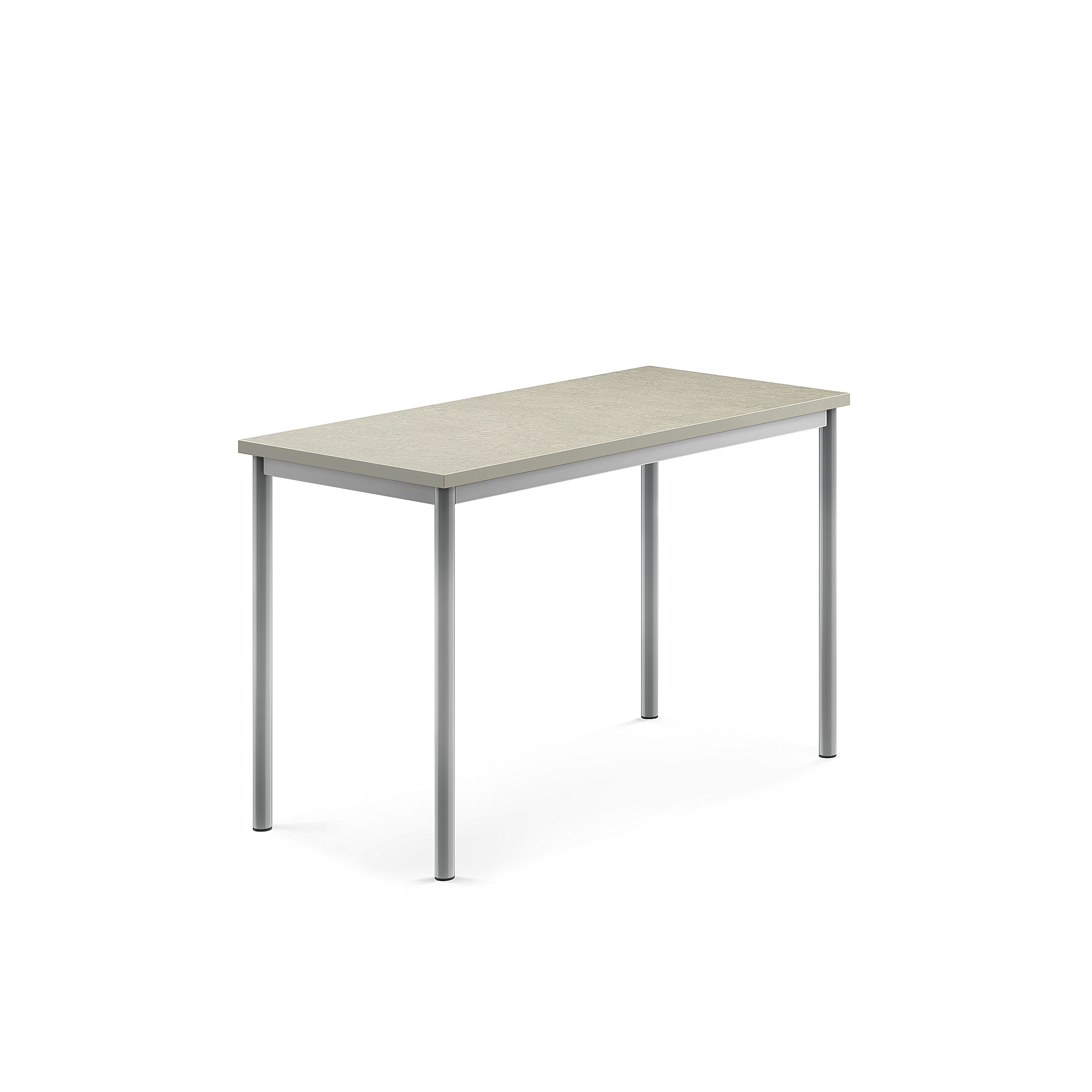 Stůl SONITUS, 1200x600x760 mm, stříbrné nohy, deska s linoleem, šedá