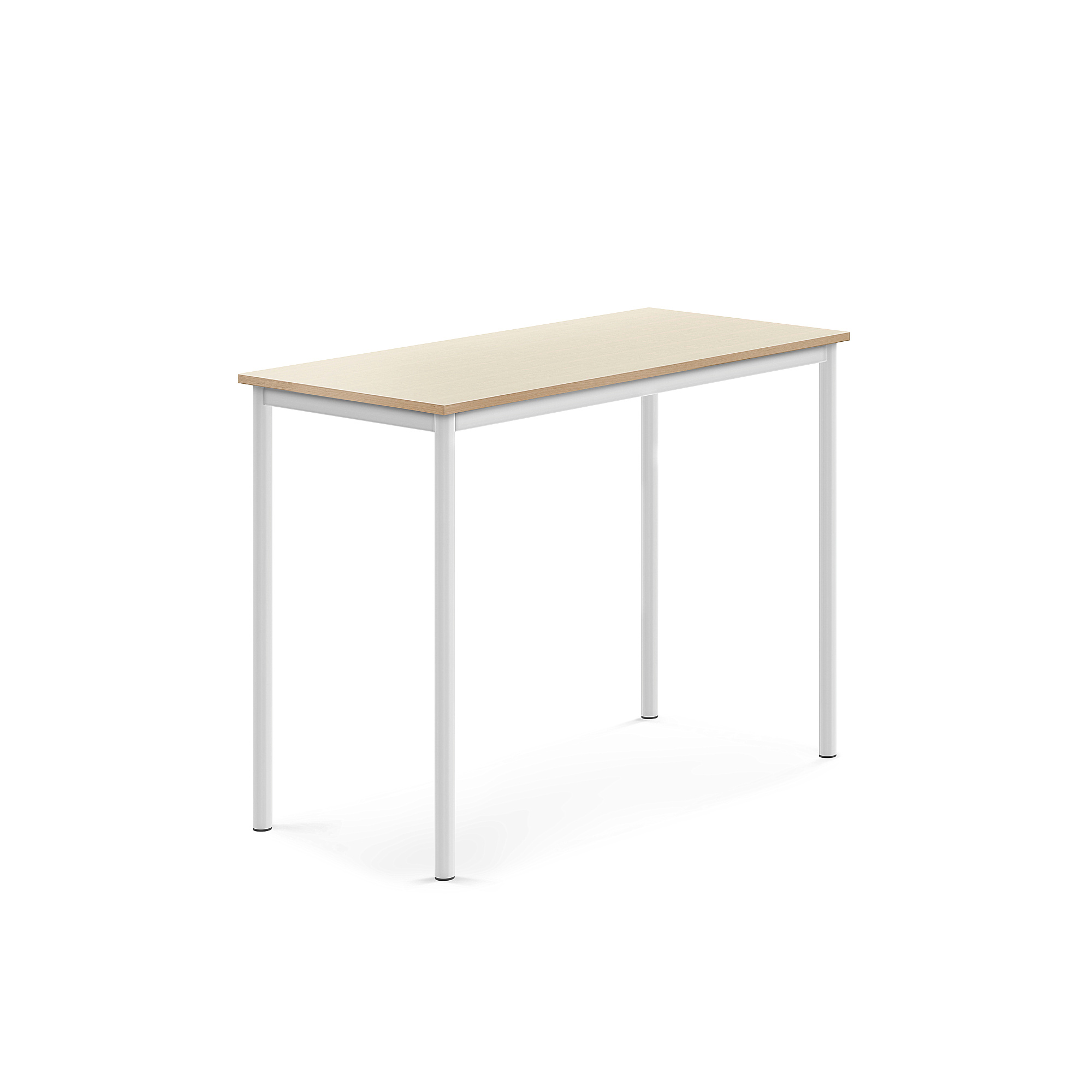 Stůl SONITUS, 1200x600x900 mm, bílé nohy, HPL deska tlumící hluk, bříza