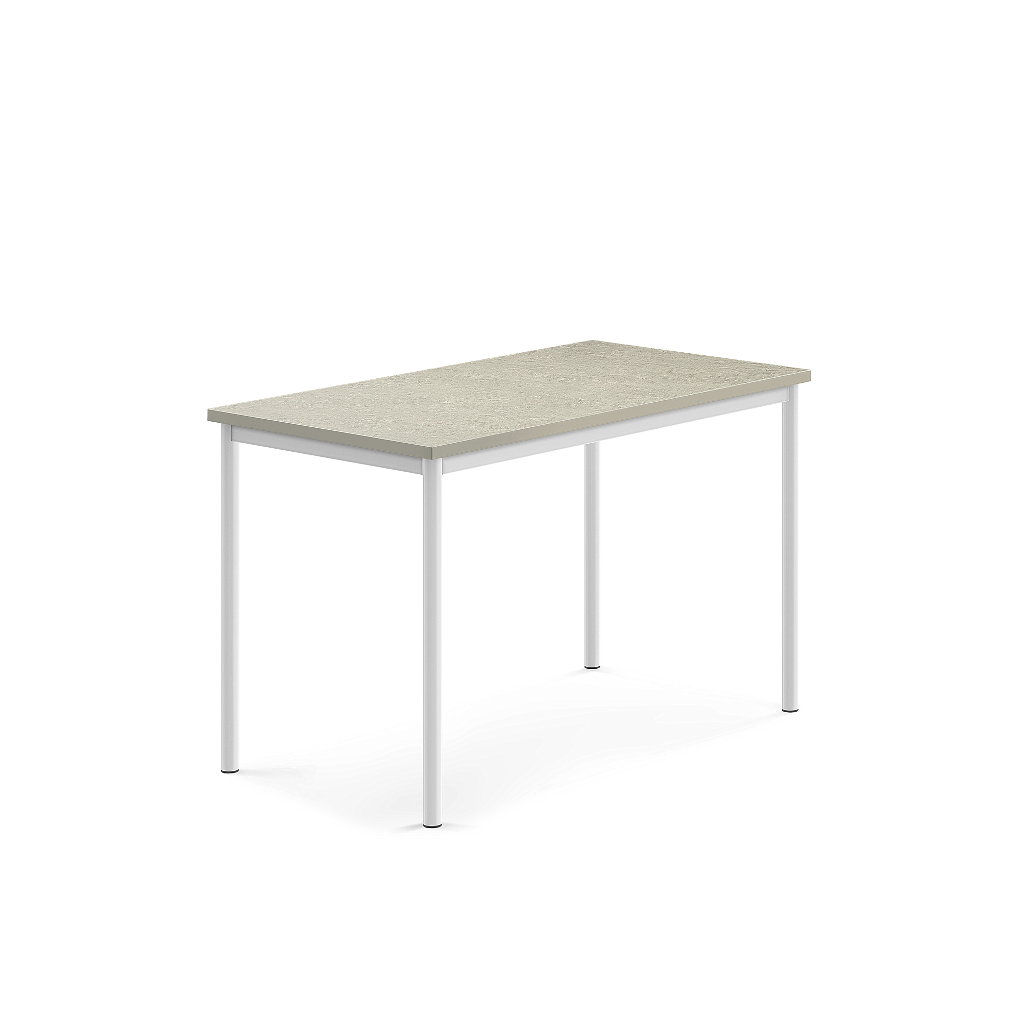 Stůl SONITUS, 1200x700x760 mm, bílé nohy, deska s linoleem, šedá