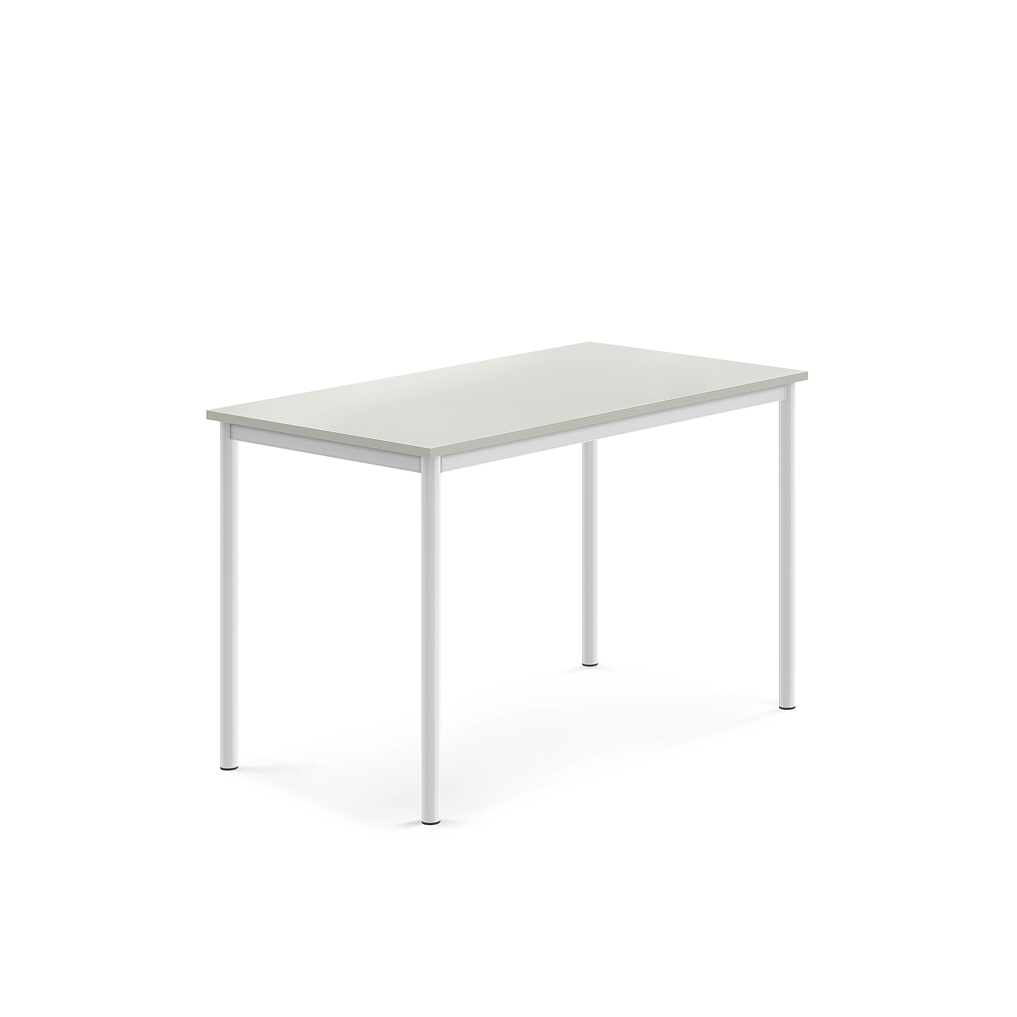 Stůl SONITUS, 1200x700x760 mm, bílé nohy, HPL deska tlumící hluk, šedá