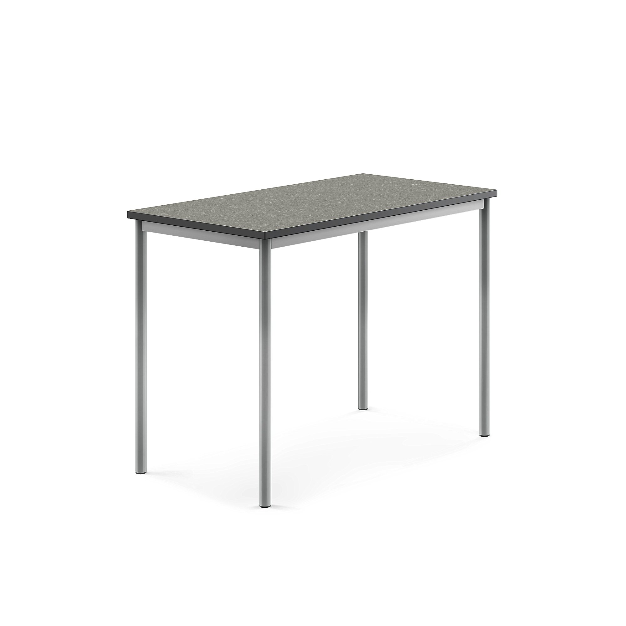 Stůl SONITUS, 1200x700x900 mm, stříbrné nohy, deska s linoleem, tmavě šedá