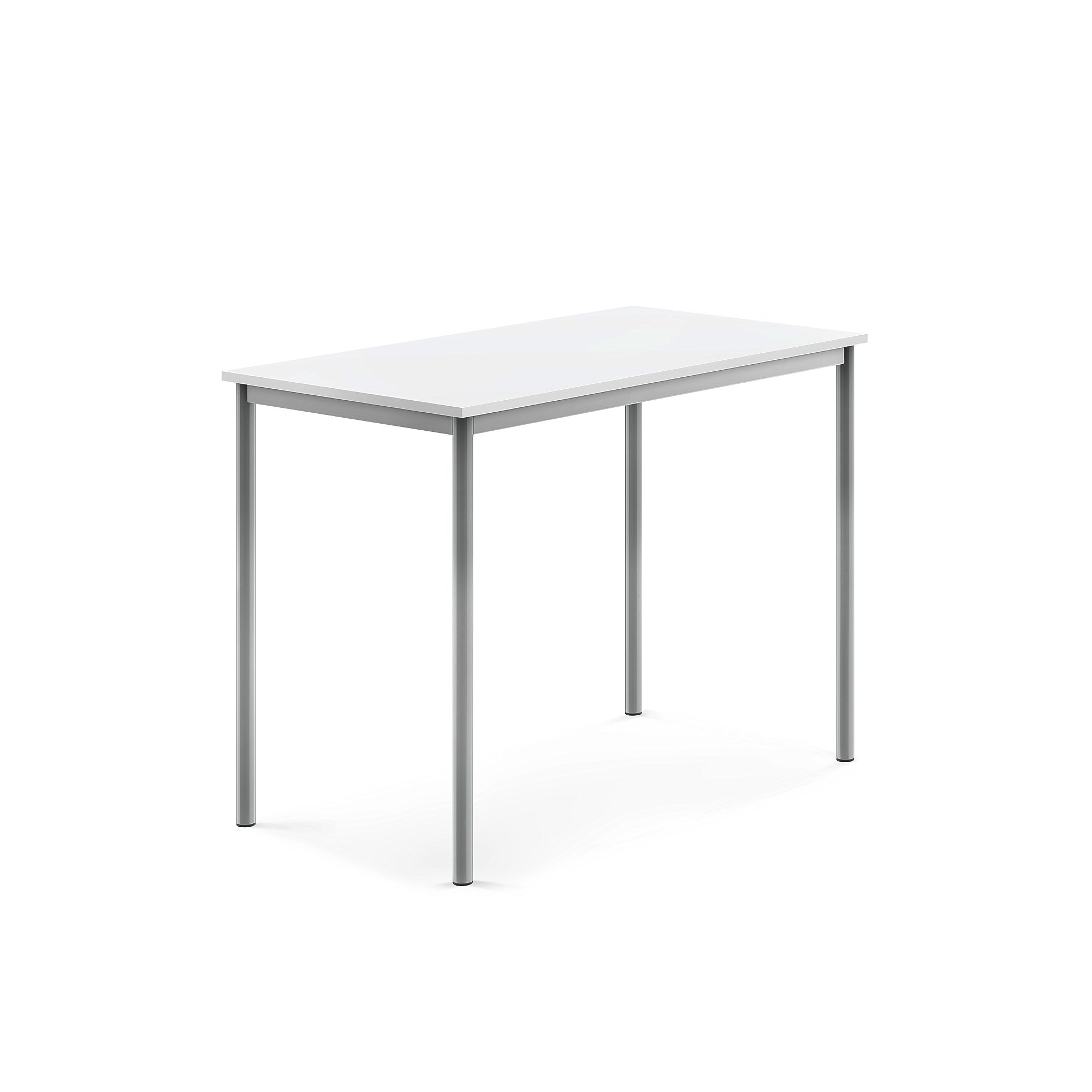 Stůl SONITUS, 1200x700x900 mm, stříbrné nohy, HPL deska tlumící hluk, bílá