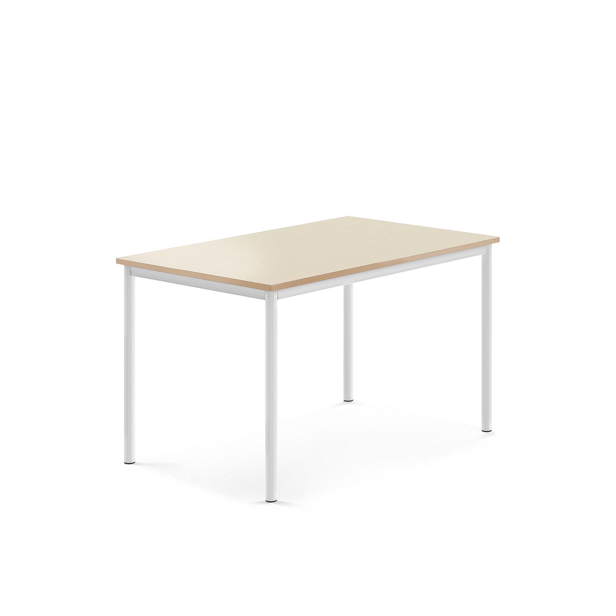 Stůl SONITUS, 1200x800x720 mm, bílé nohy, HPL deska tlumící hluk, bříza