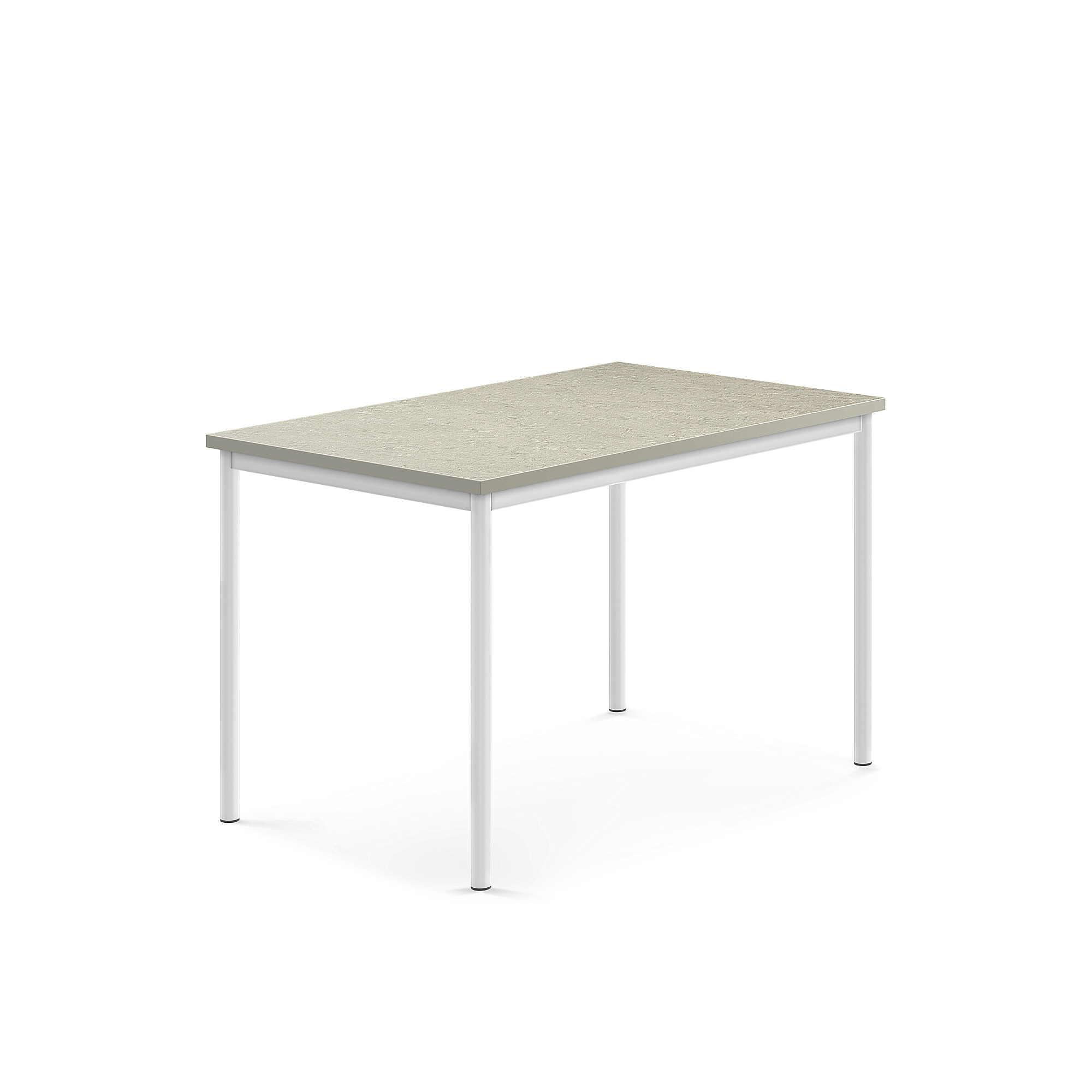 Stůl SONITUS, 1200x800x760 mm, bílé nohy, deska s linoleem, šedá