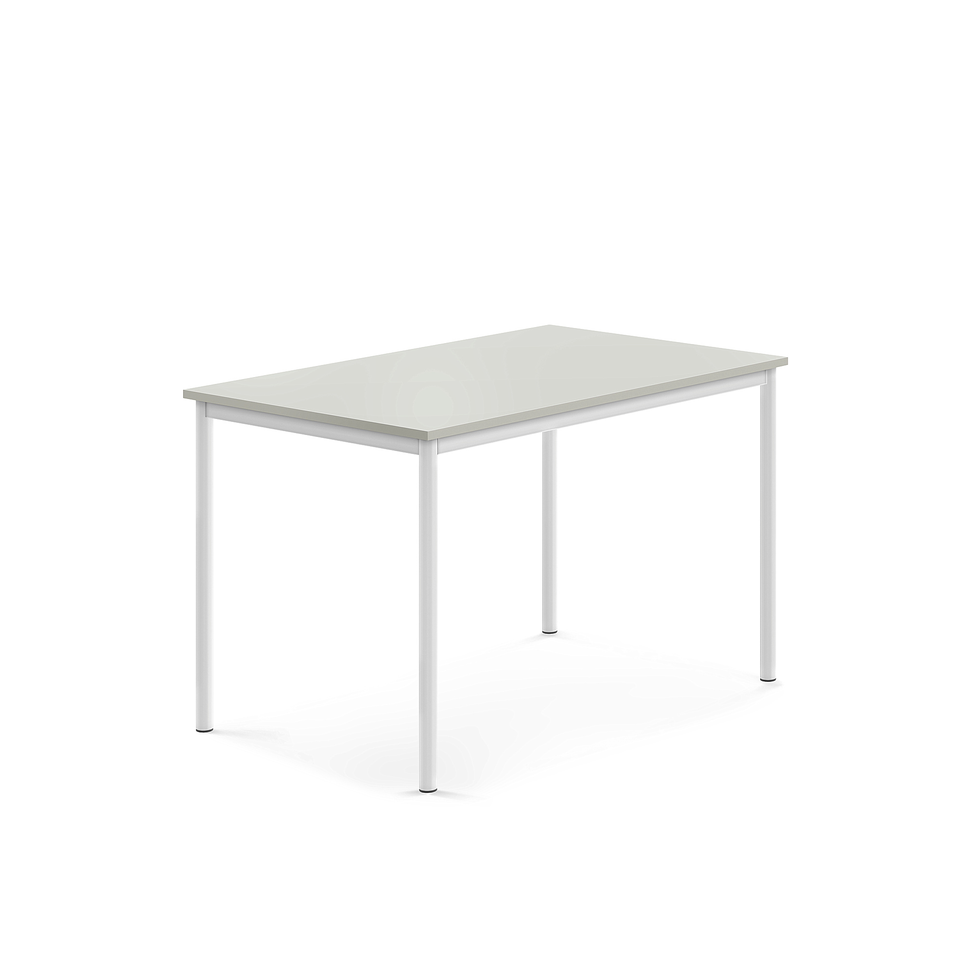 Stůl SONITUS, 1200x800x760 mm, bílé nohy, HPL deska tlumící hluk, šedá