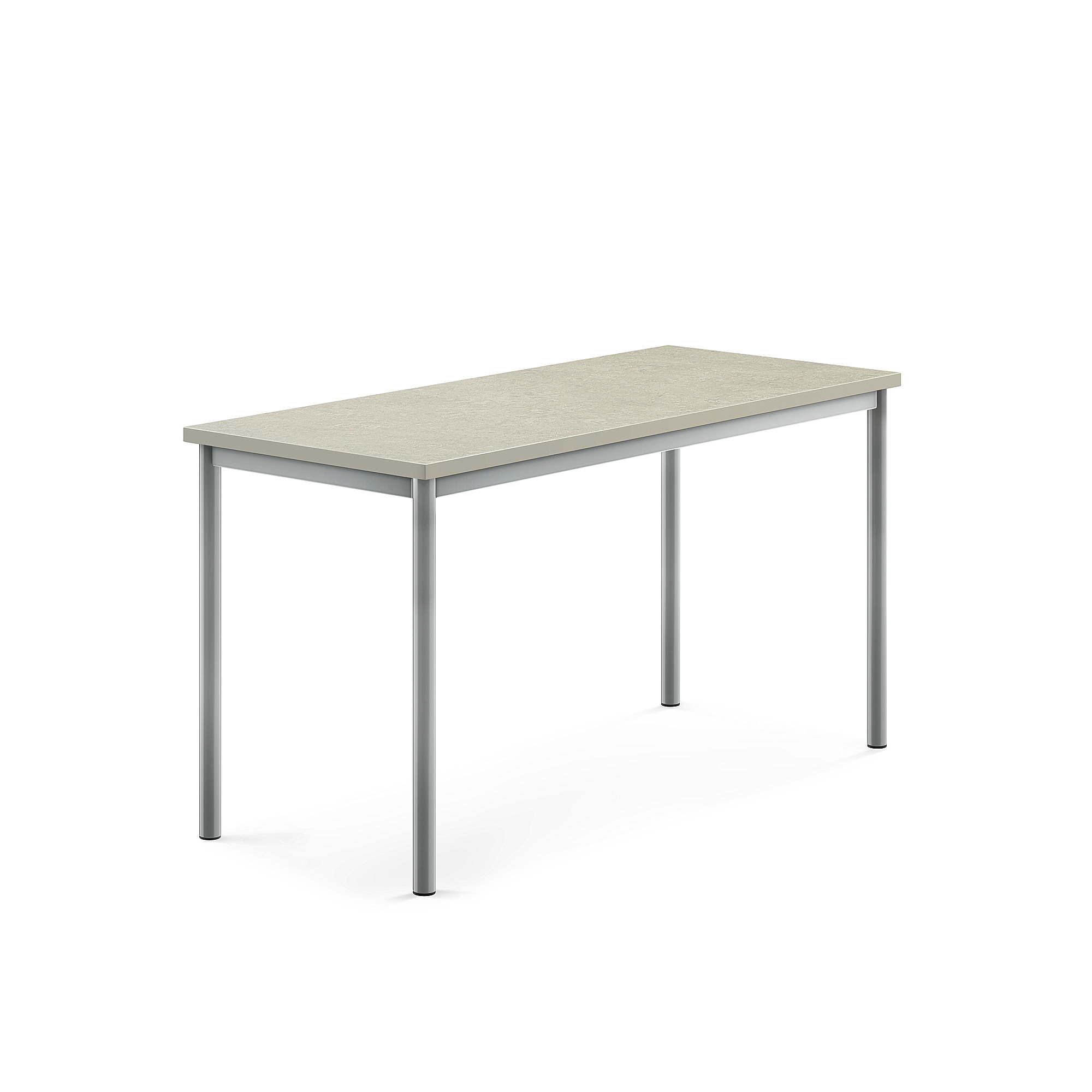 Stůl SONITUS, 1400x600x720 mm, stříbrné nohy, deska s linoleem, šedá