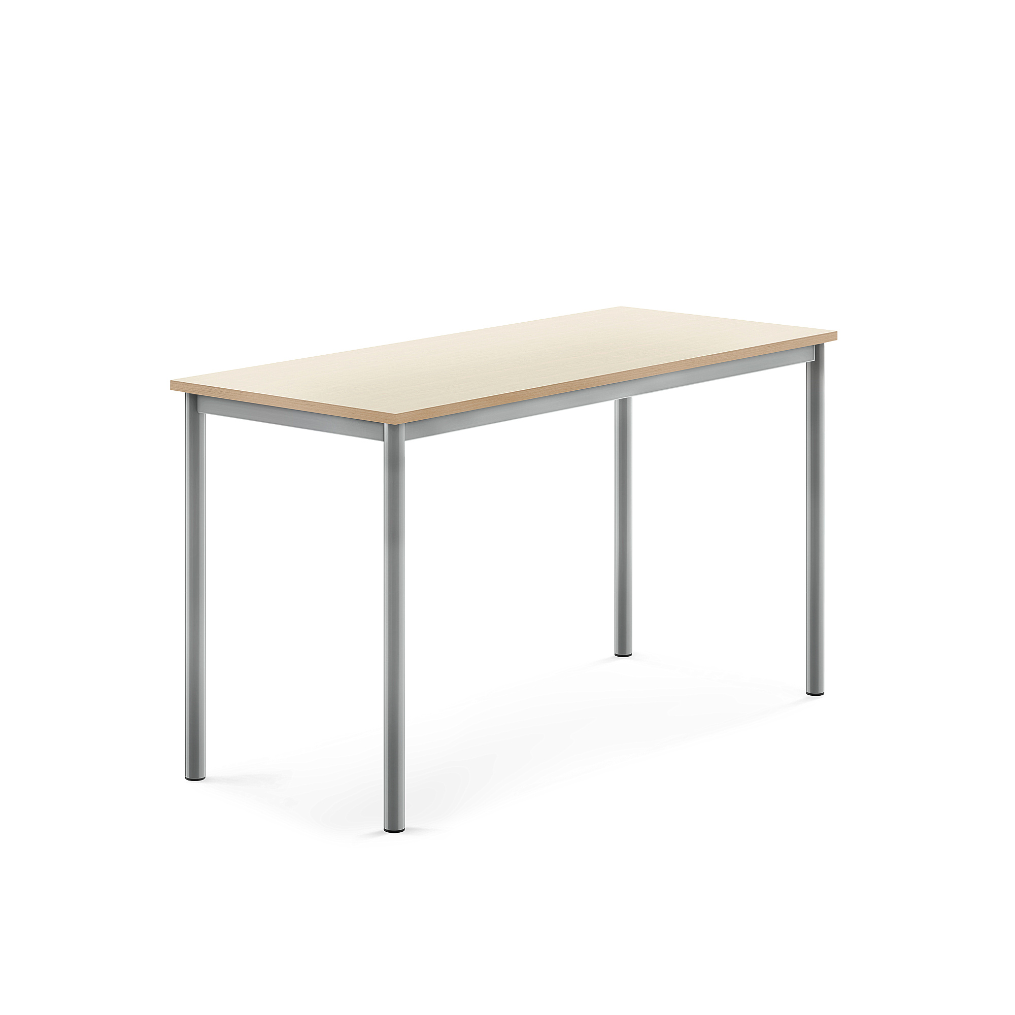 Stůl SONITUS, 1400x600x760 mm, stříbrné nohy, HPL deska tlumící hluk, bříza