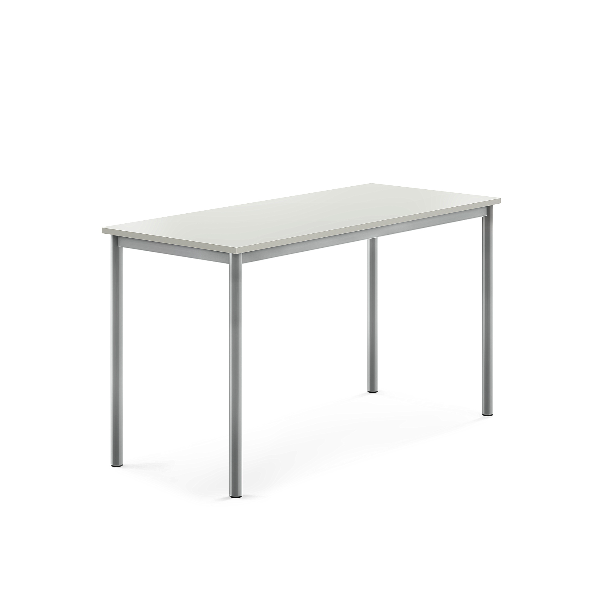 Stůl SONITUS, 1400x600x760 mm, stříbrné nohy, HPL deska tlumící hluk, šedá