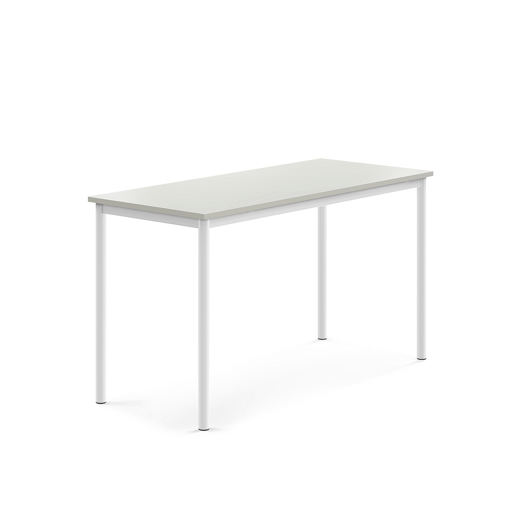 Stůl SONITUS, 1400x600x760 mm, bílé nohy, HPL deska tlumící hluk, šedá