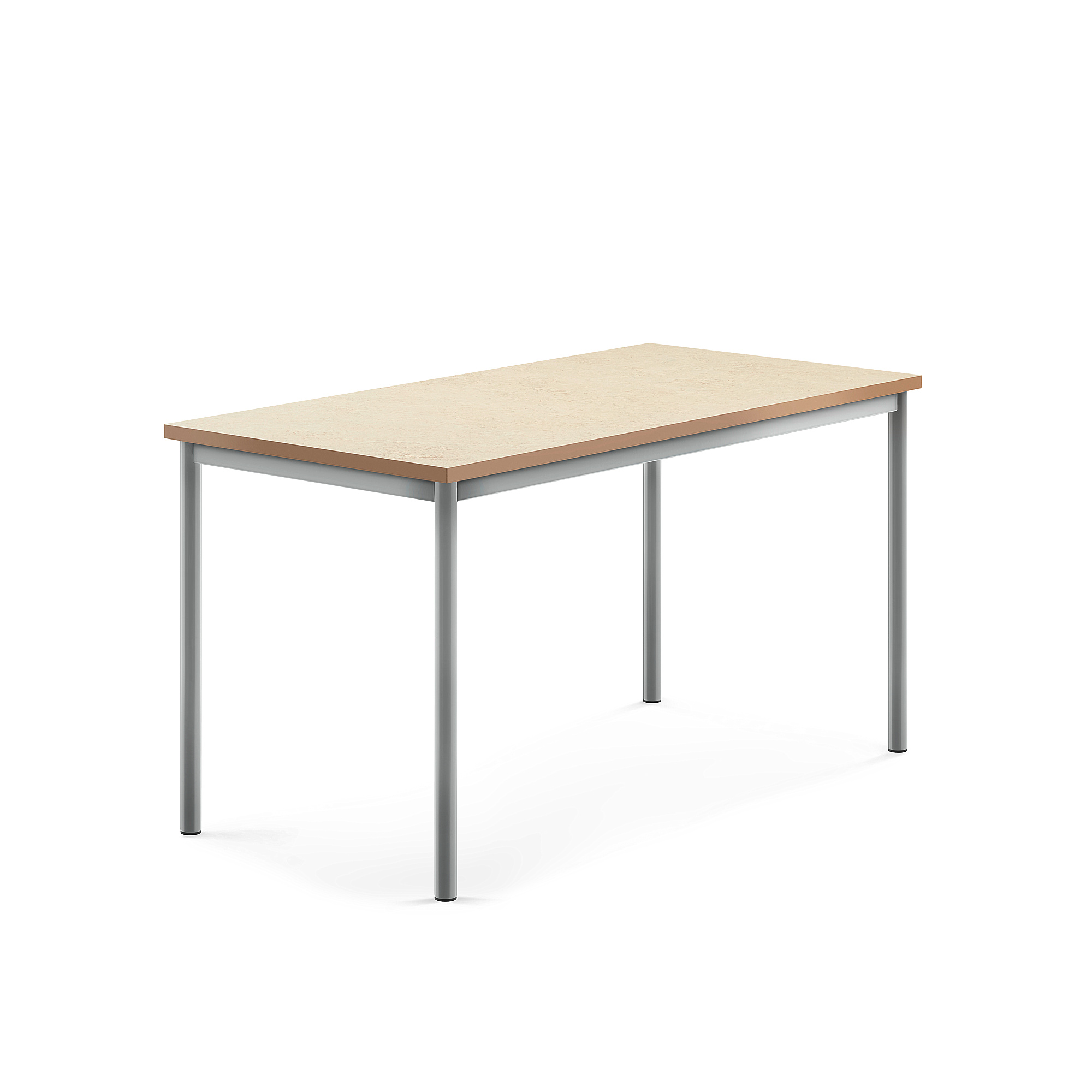 Stůl SONITUS, 1400x700x720 mm, stříbrné nohy, deska s linoleem, béžová