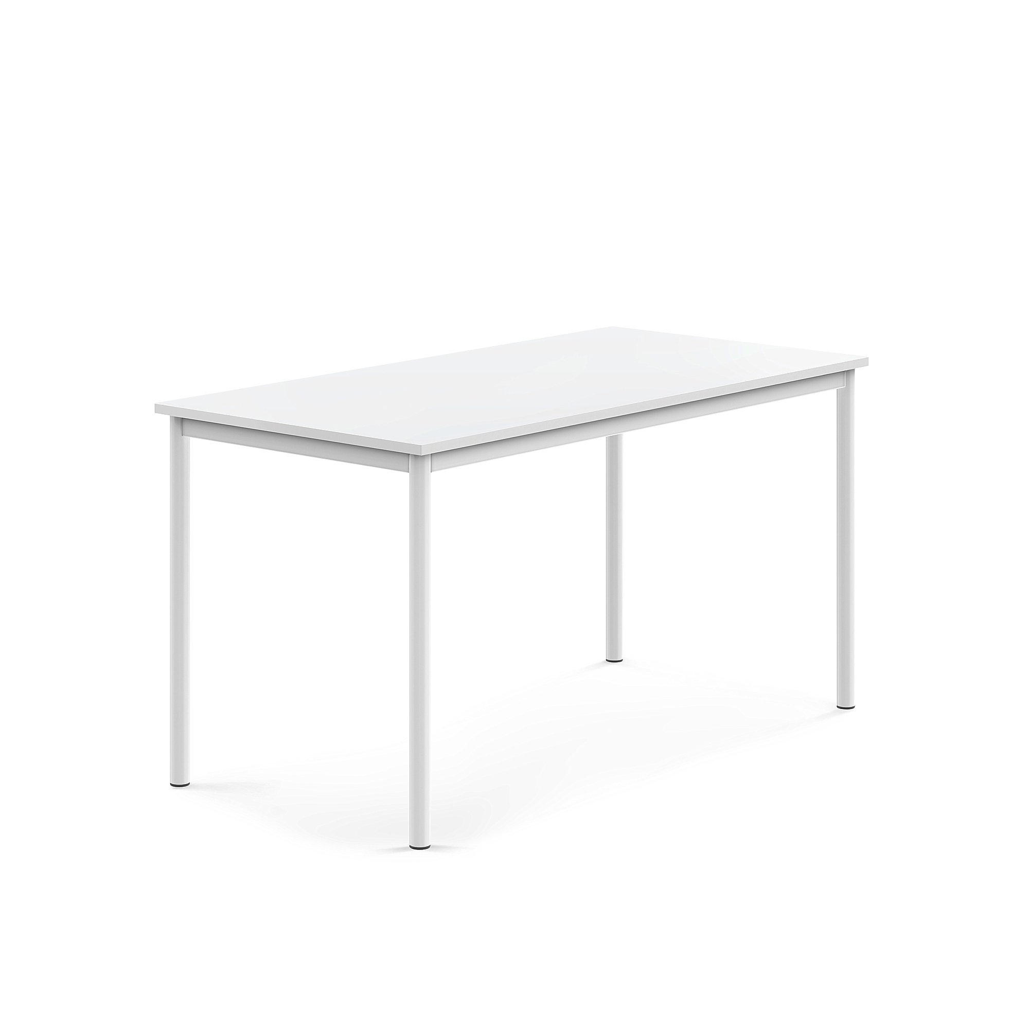 Stůl SONITUS, 1400x700x720 mm, bílé nohy, HPL deska tlumící hluk, bílá