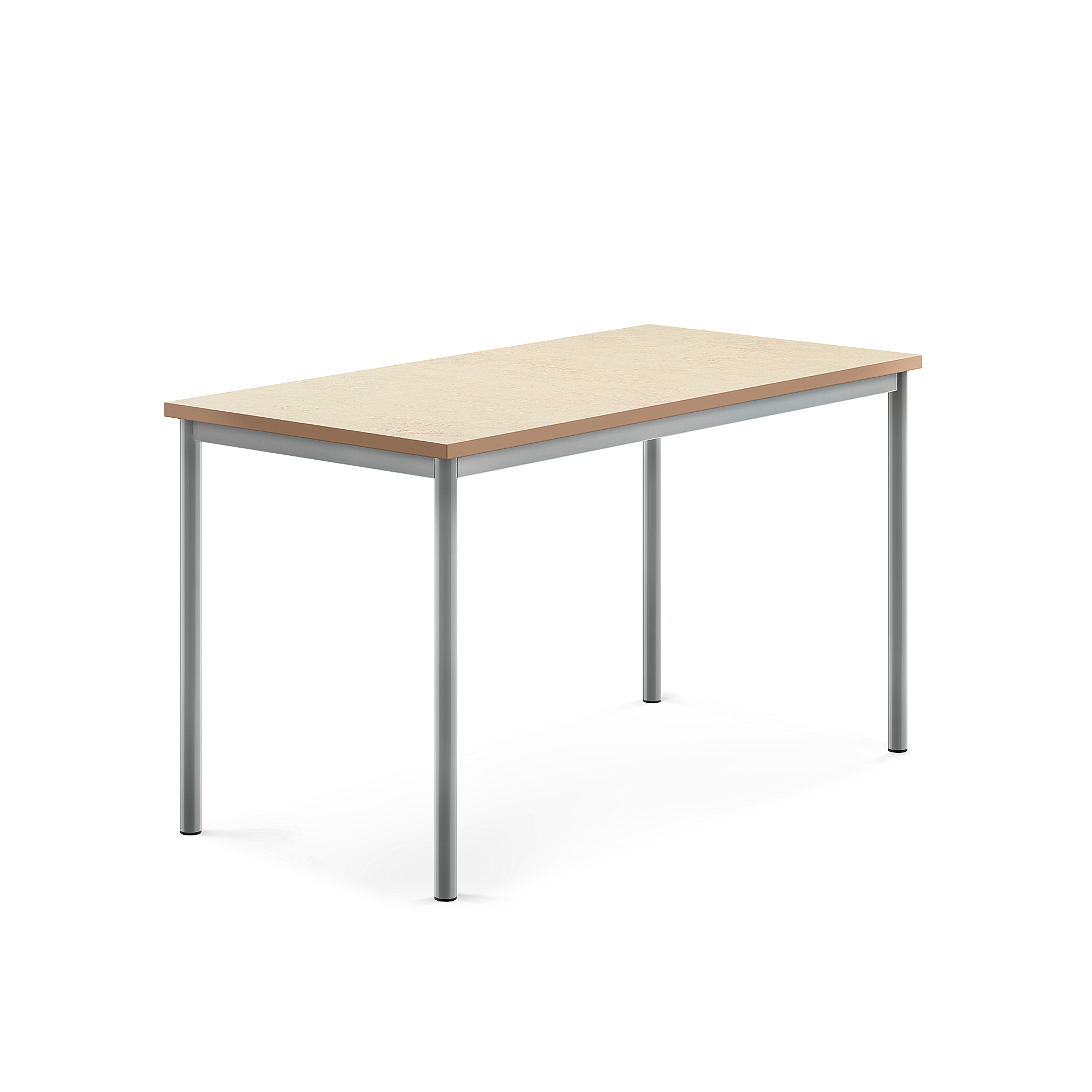 Stůl SONITUS, 1400x700x760 mm, stříbrné nohy, deska s linoleem, béžová