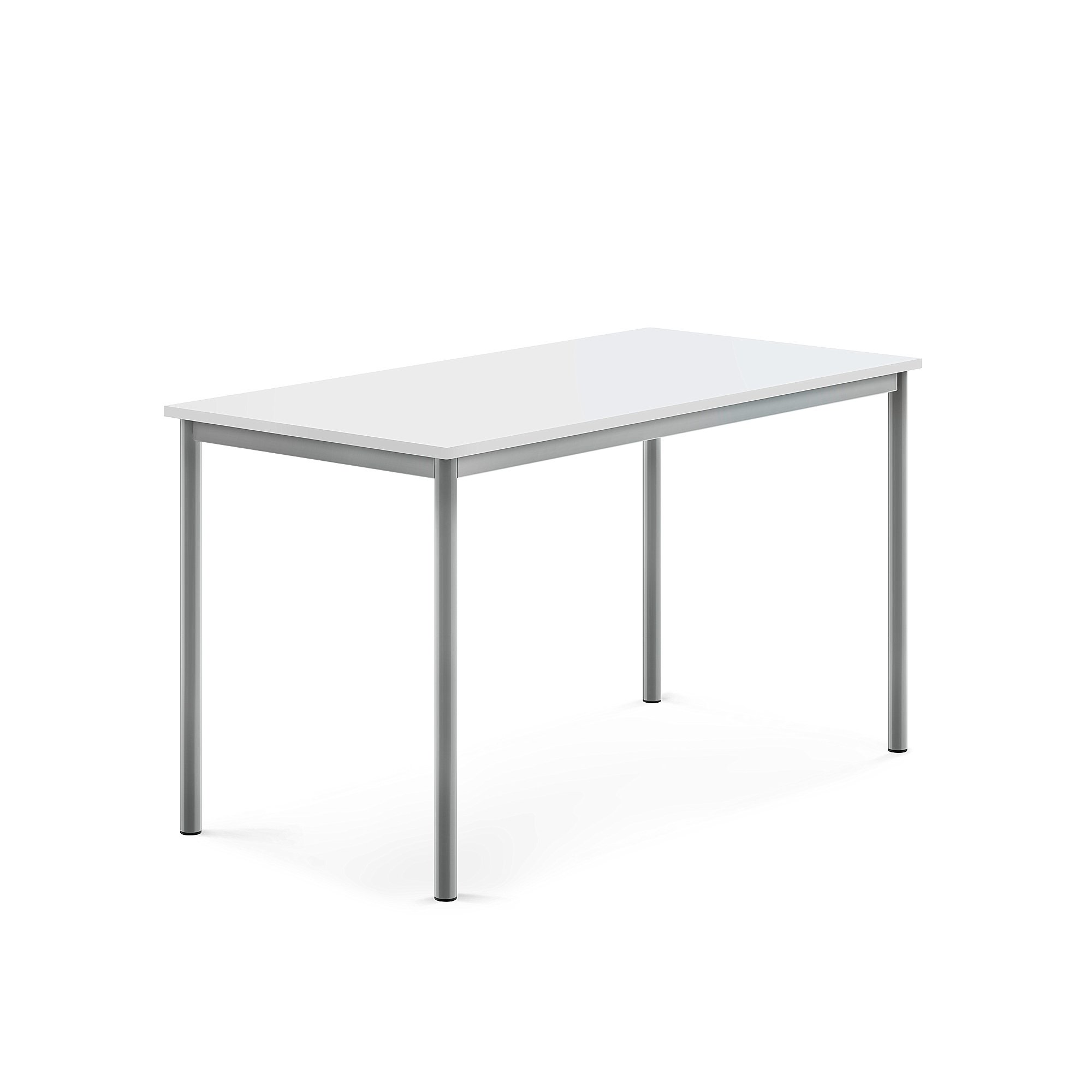 Stůl SONITUS, 1400x700x760 mm , stříbrné nohy, HPL deska tlumící hluk, bílá