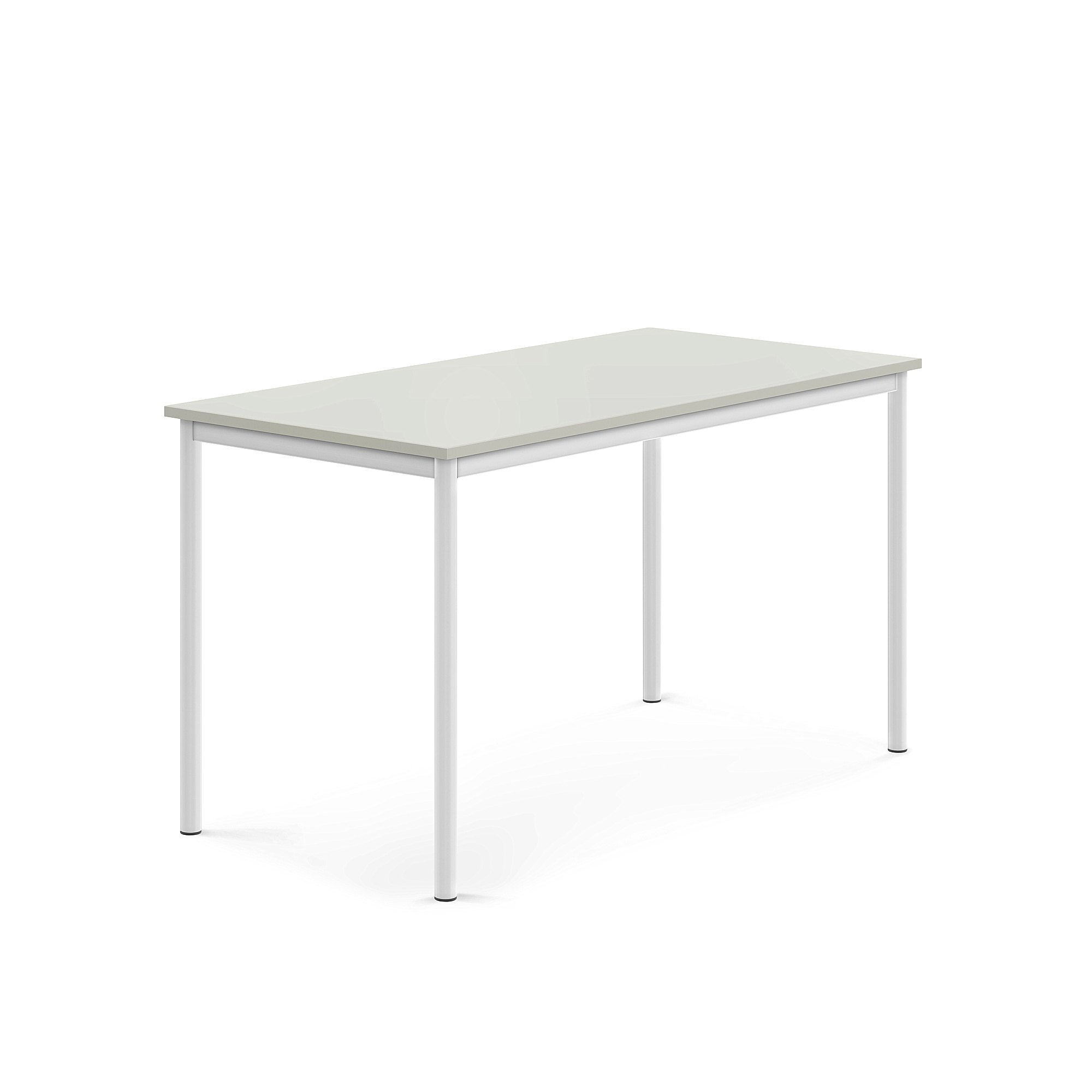 Stůl SONITUS, 1400x700x760 mm, bílé nohy, HPL deska tlumící hluk, šedá
