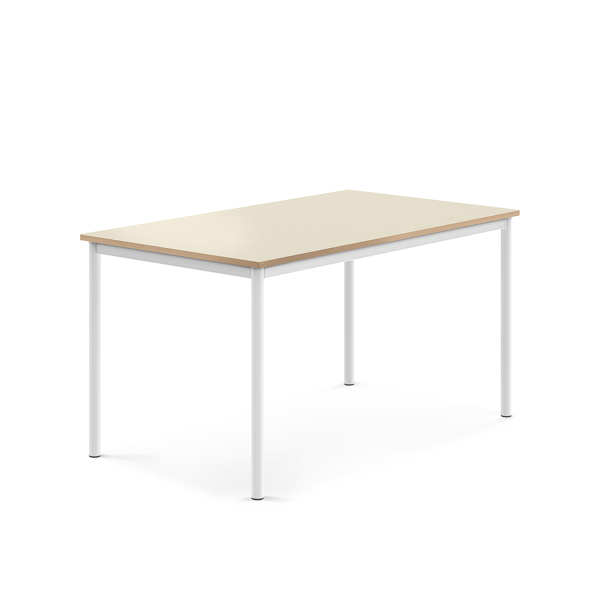 Stůl SONITUS, 1400x800x720 mm, bílé nohy, HPL deska tlumící hluk, bříza