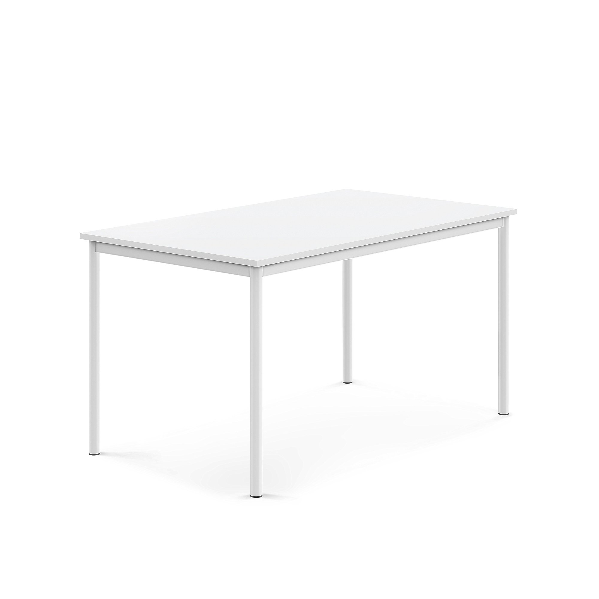 Stůl SONITUS, 1400x800x720 mm, bílé nohy, HPL deska tlumící hluk, bílá