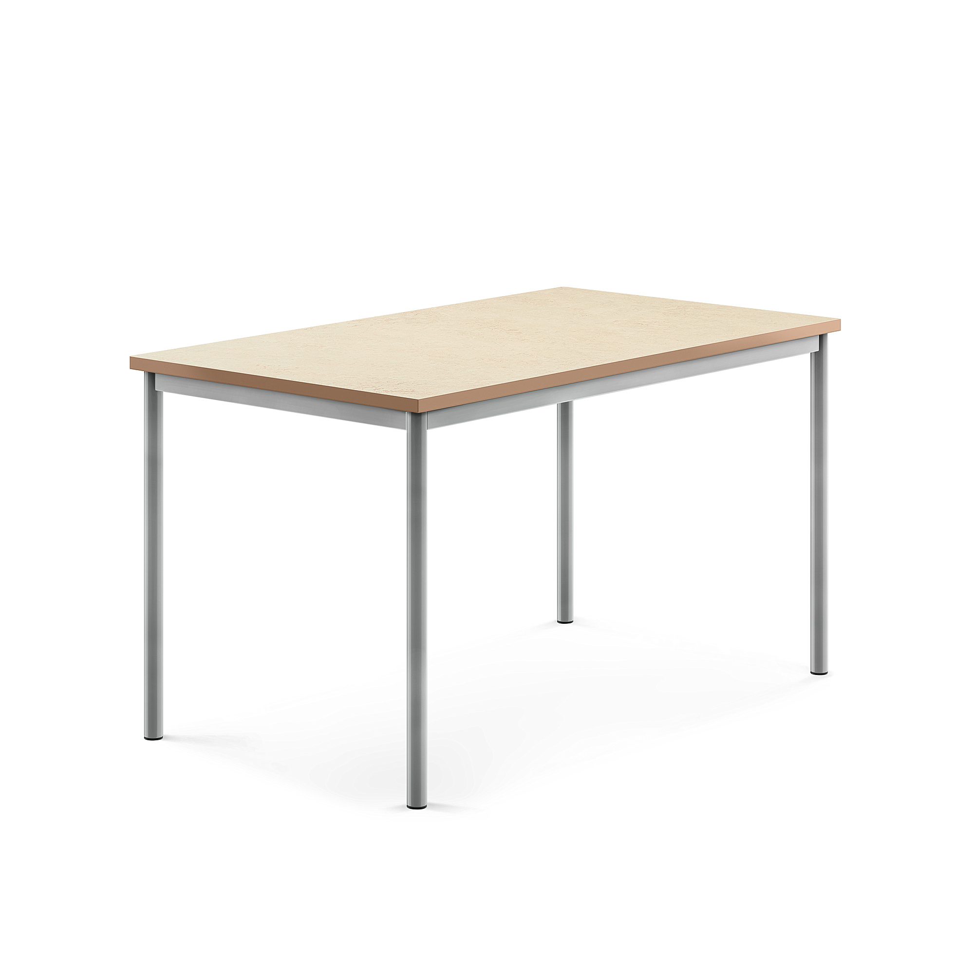 Stůl SONITUS, 1400x800x760 mm, stříbrné nohy, deska s linoleem, béžová