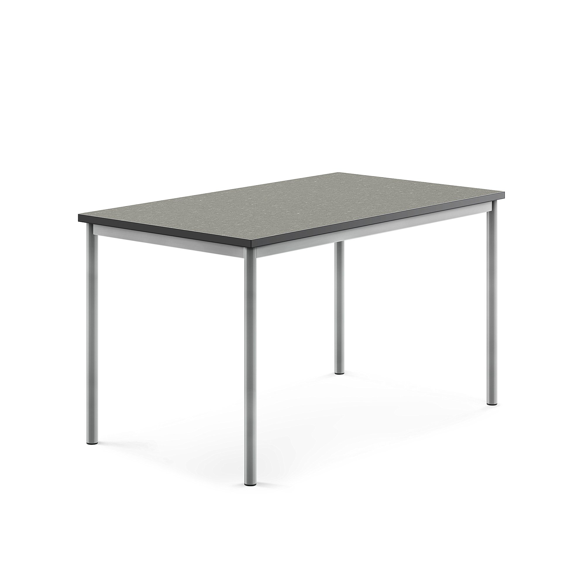 Stůl SONITUS, 1400x800x760 mm, stříbrné nohy, deska s linoleem, tmavě šedá