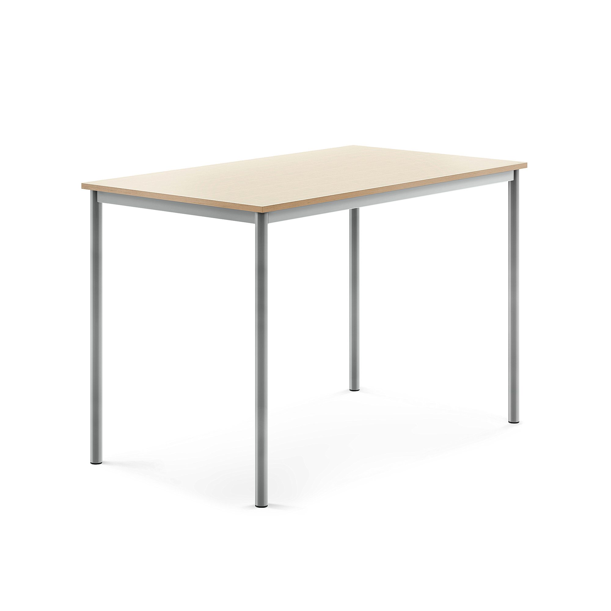 Stůl SONITUS, 1400x800x900 mm, stříbrné nohy, HPL deska tlumící hluk, bříza