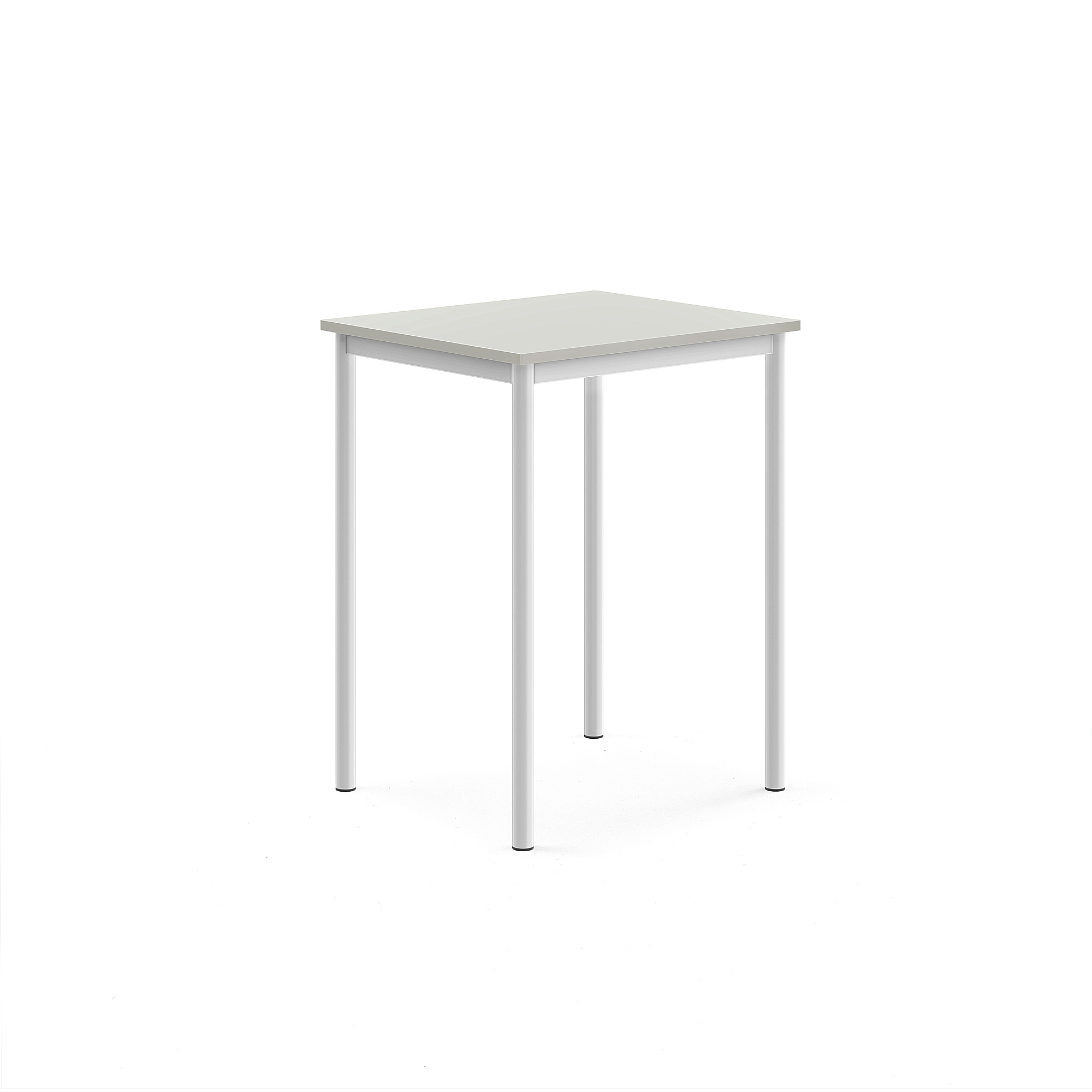 Stůl BORÅS, 700x600x900 mm, bílé nohy, HPL deska, šedá