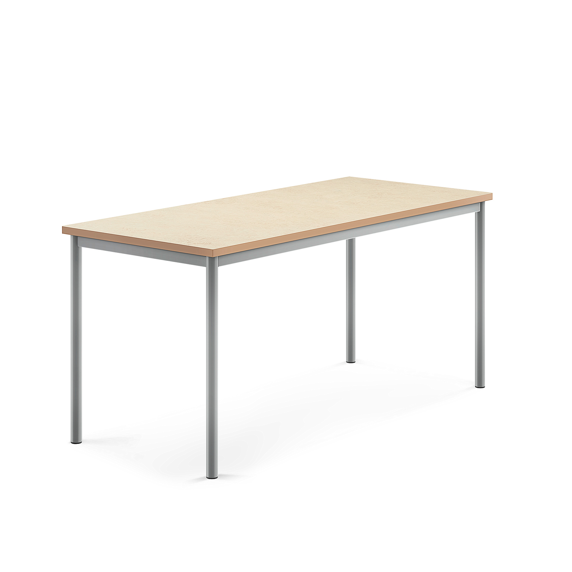Stůl SONITUS, 1600x700x720 mm, stříbrné nohy, deska s linoleem, béžová
