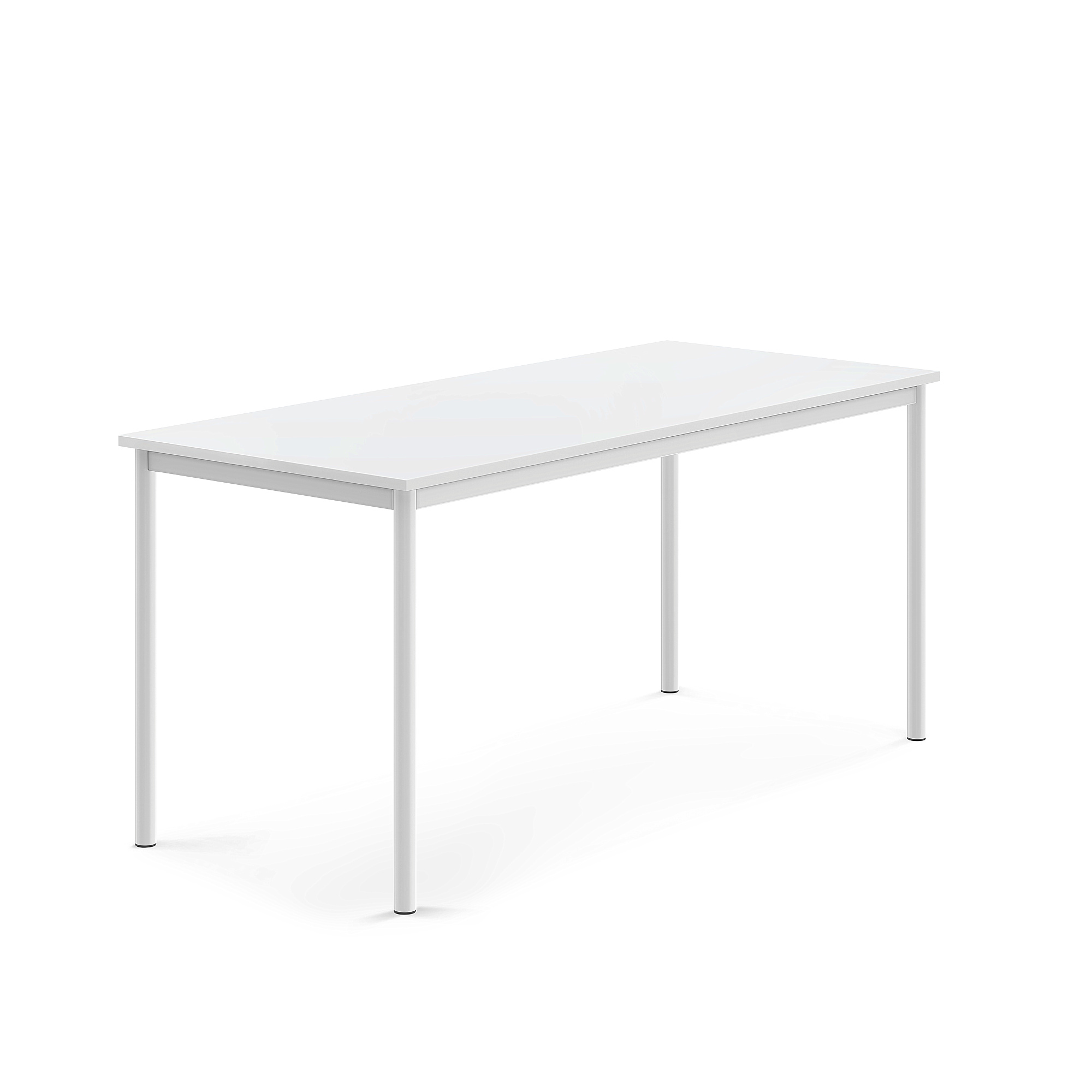 Stůl SONITUS, 1600x700x720 mm, bílé nohy, HPL deska tlumící hluk, bílá