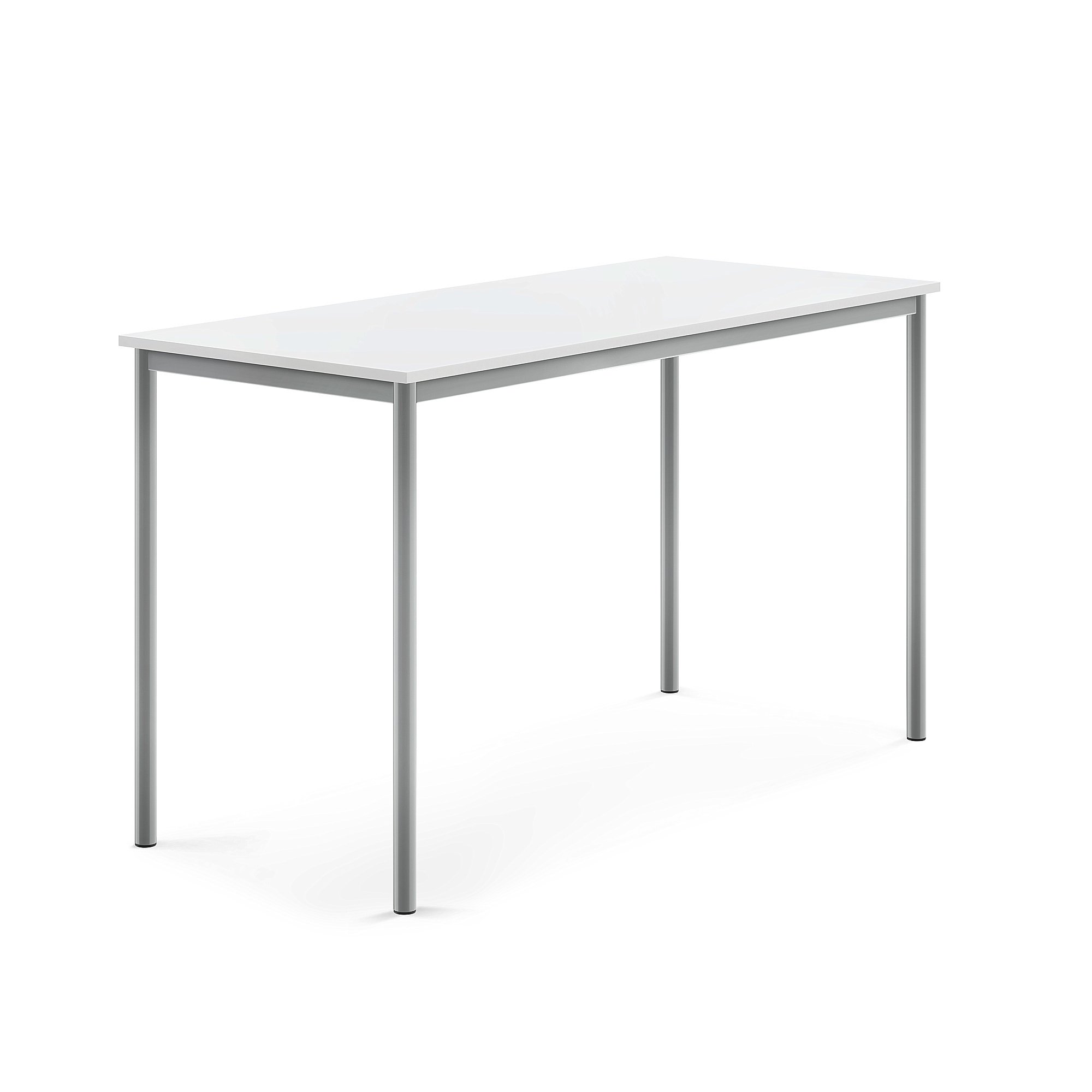 Stůl SONITUS, 1600x700x900 mm, stříbrné nohy, HPL deska tlumící hluk, bílá