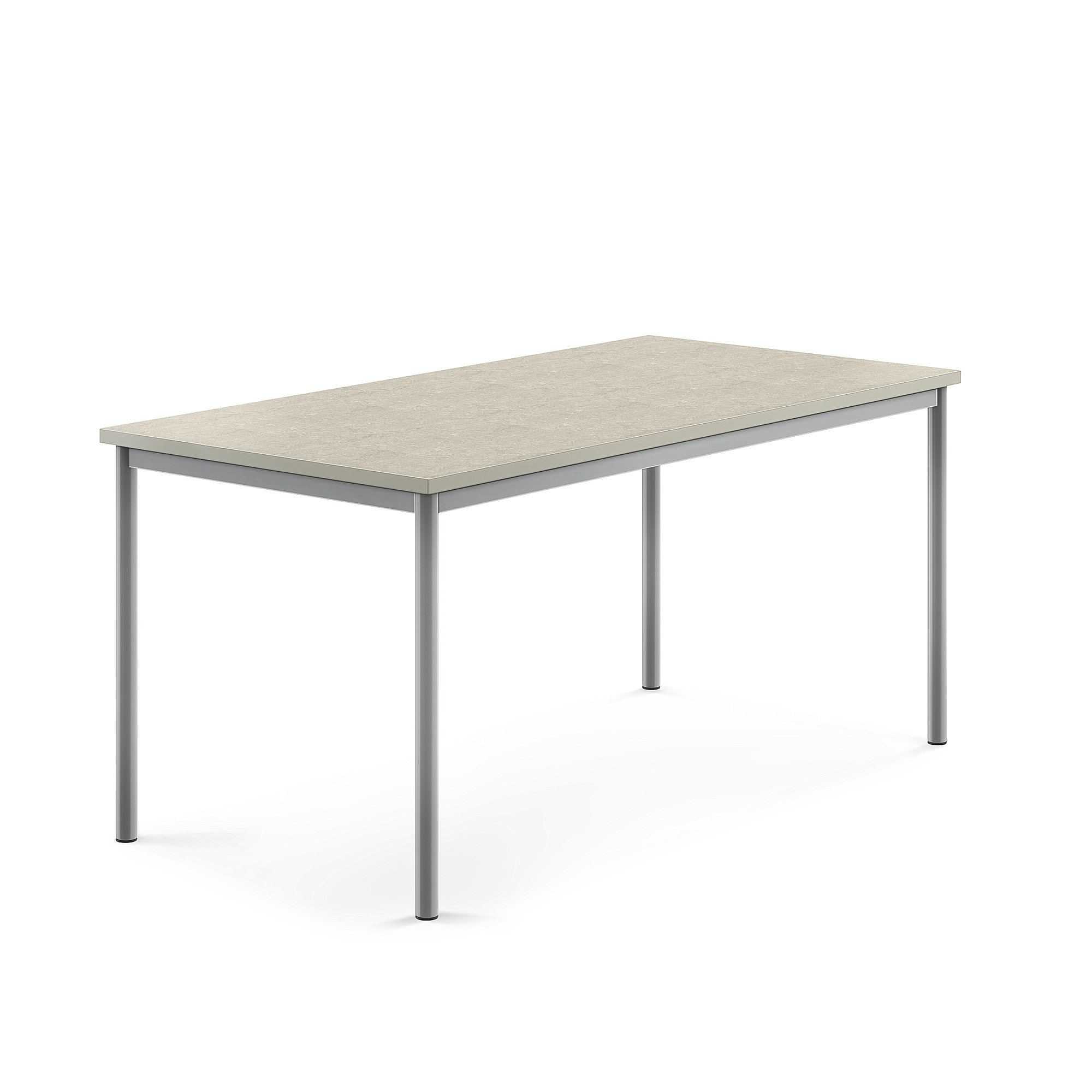 Stůl SONITUS, 1600x800x720 mm, stříbrné nohy, deska s linoleem, šedá