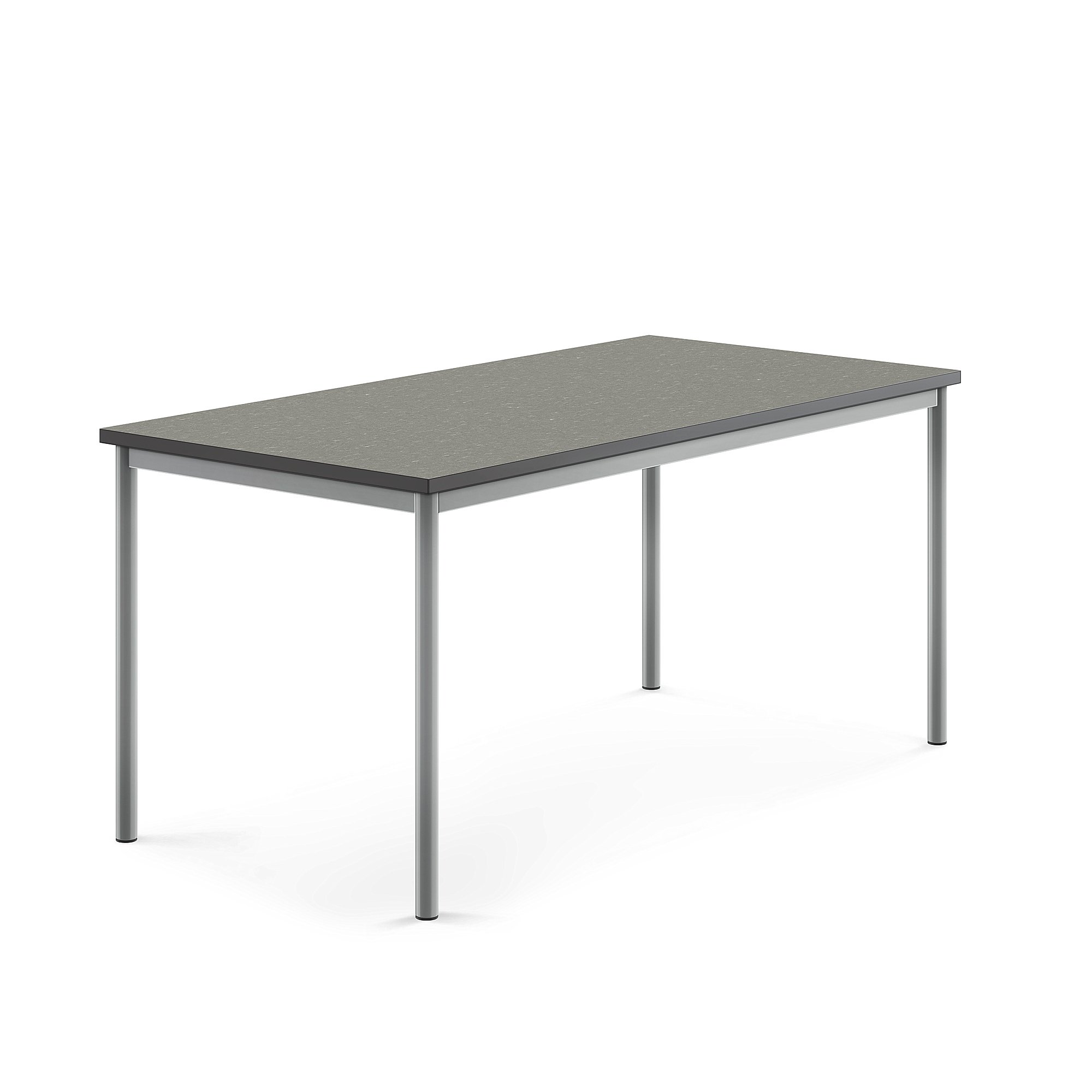 Stůl SONITUS, 1600x800x720 mm, stříbrné nohy, deska s linoleem, tmavě šedá