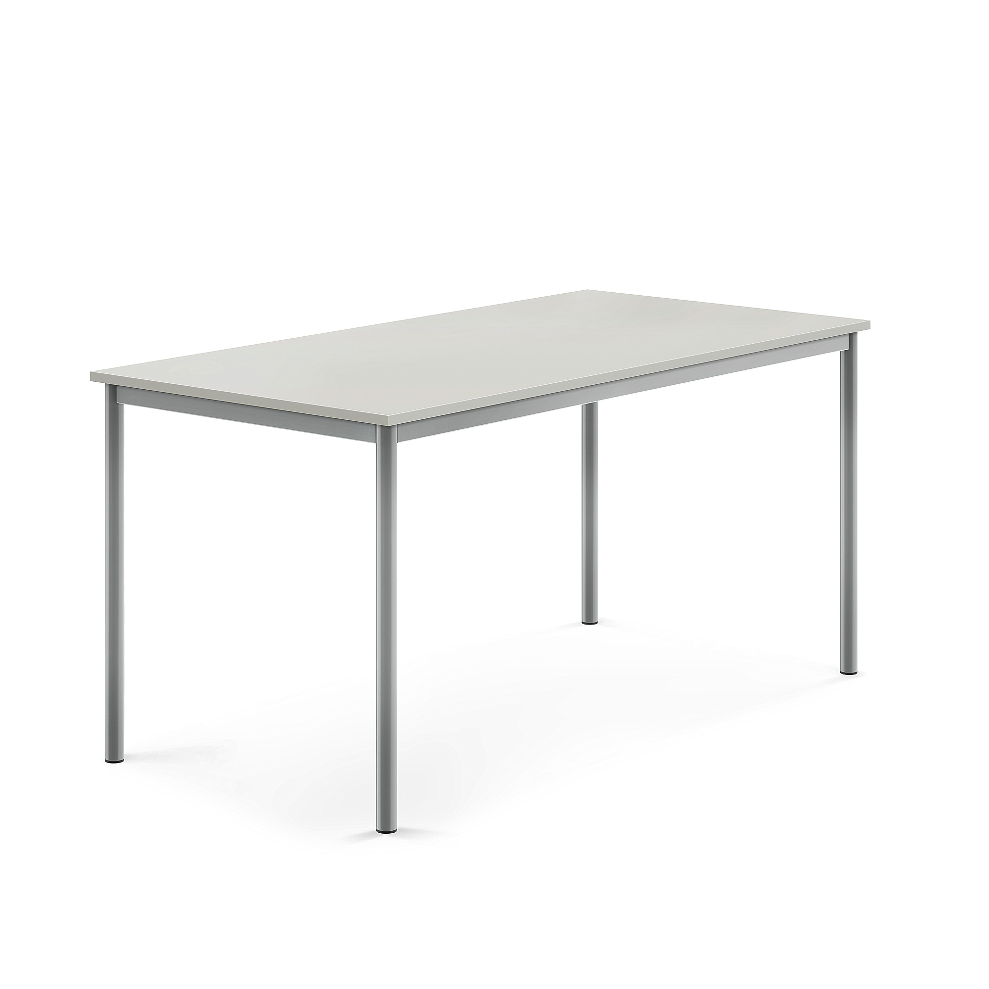 Stůl SONITUS, 1600x800x760 mm, stříbrné nohy, HPL deska tlumící hluk, šedá