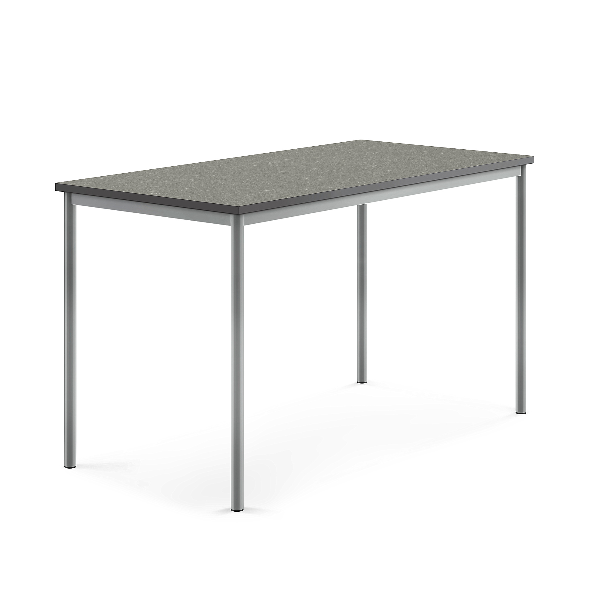 Stůl SONITUS, 1600x800x900 mm, stříbrné nohy, deska s linoleem, tmavě šedá