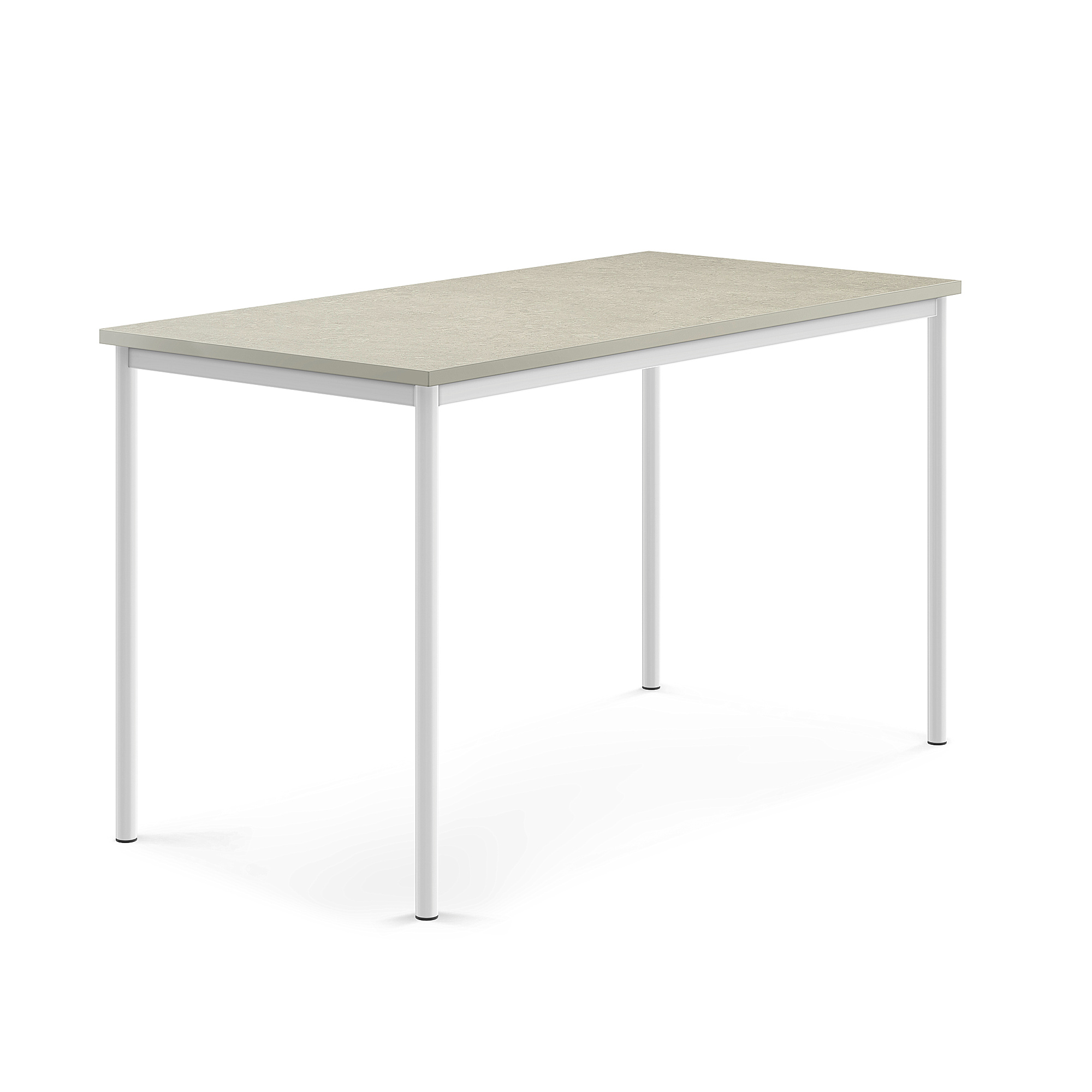 Stůl SONITUS, 1600x800x900 mm, bílé nohy, deska s linoleem, šedá