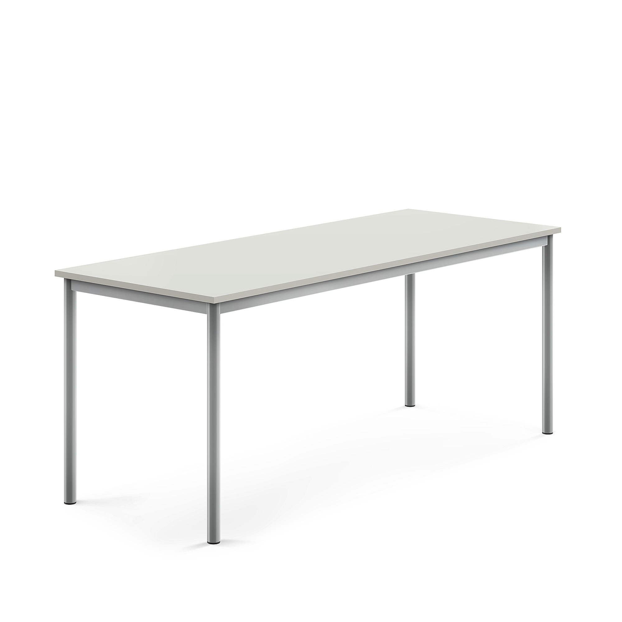 Stůl SONITUS, 1800x700x720 mm, stříbrné nohy, HPL deska tlumící hluk, šedá
