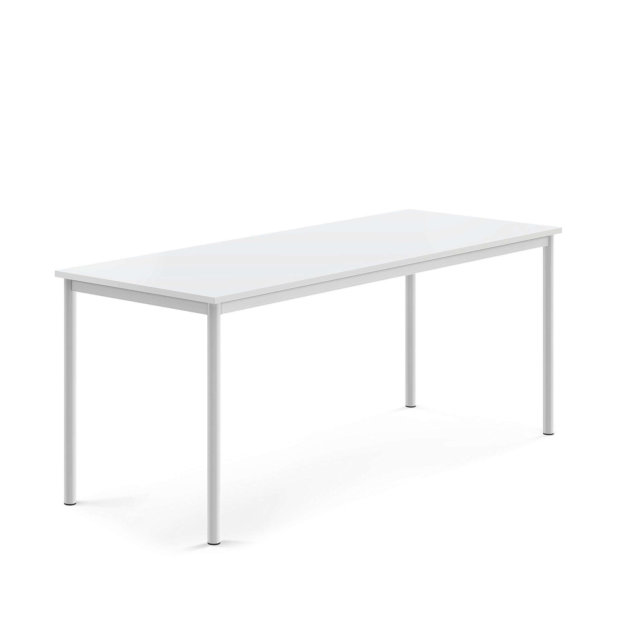 Stůl SONITUS, 1800x700x720 mm, bílé nohy, HPL deska tlumící hluk, bílá