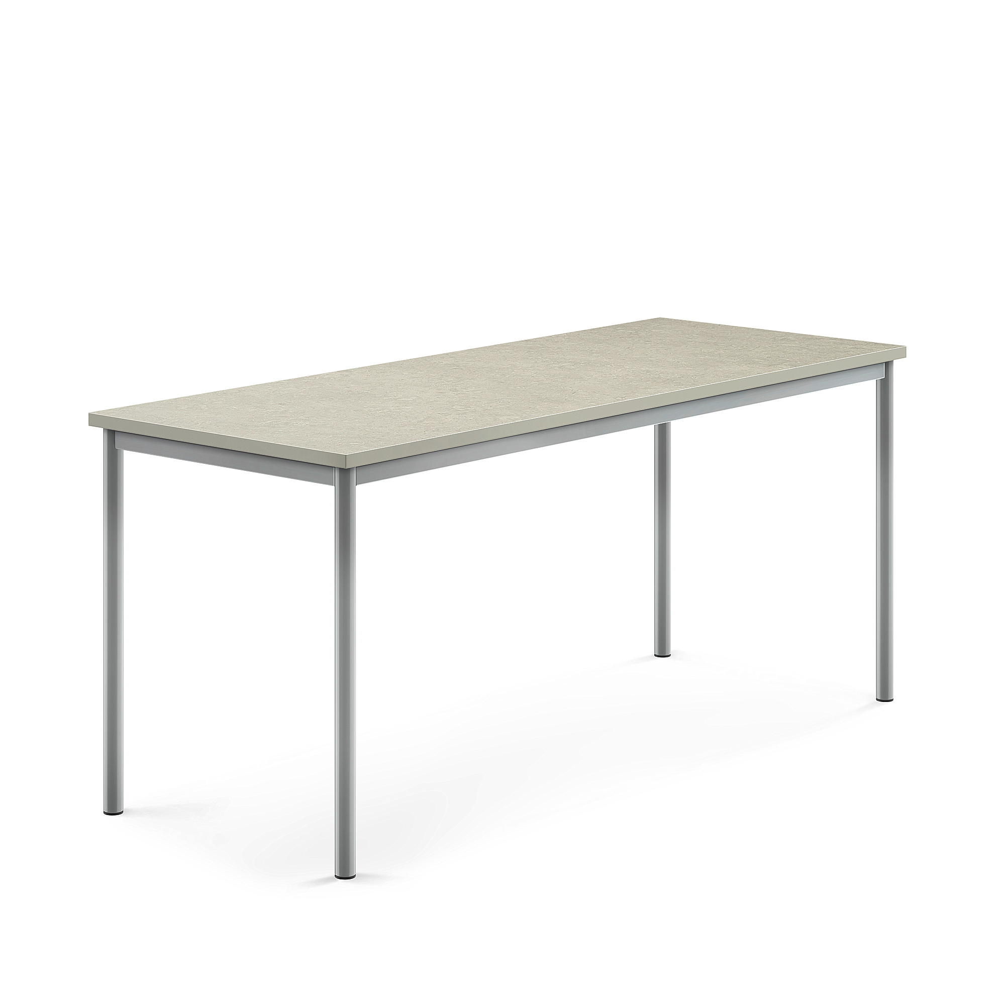 Stůl SONITUS, 1800x700x760 mm, stříbrné nohy, deska s linoleem, šedá