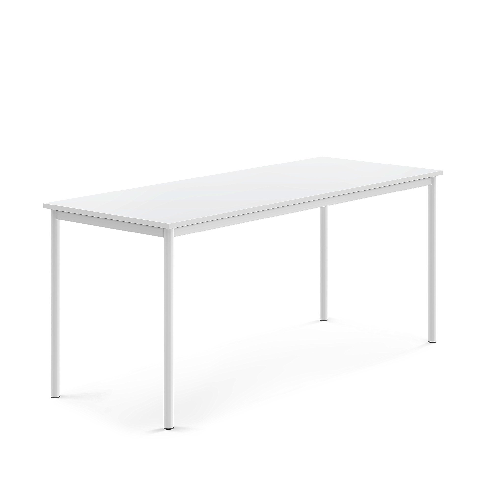 Stůl SONITUS, 1800x700x760 mm, bílé nohy, HPL deska tlumící hluk, bílá