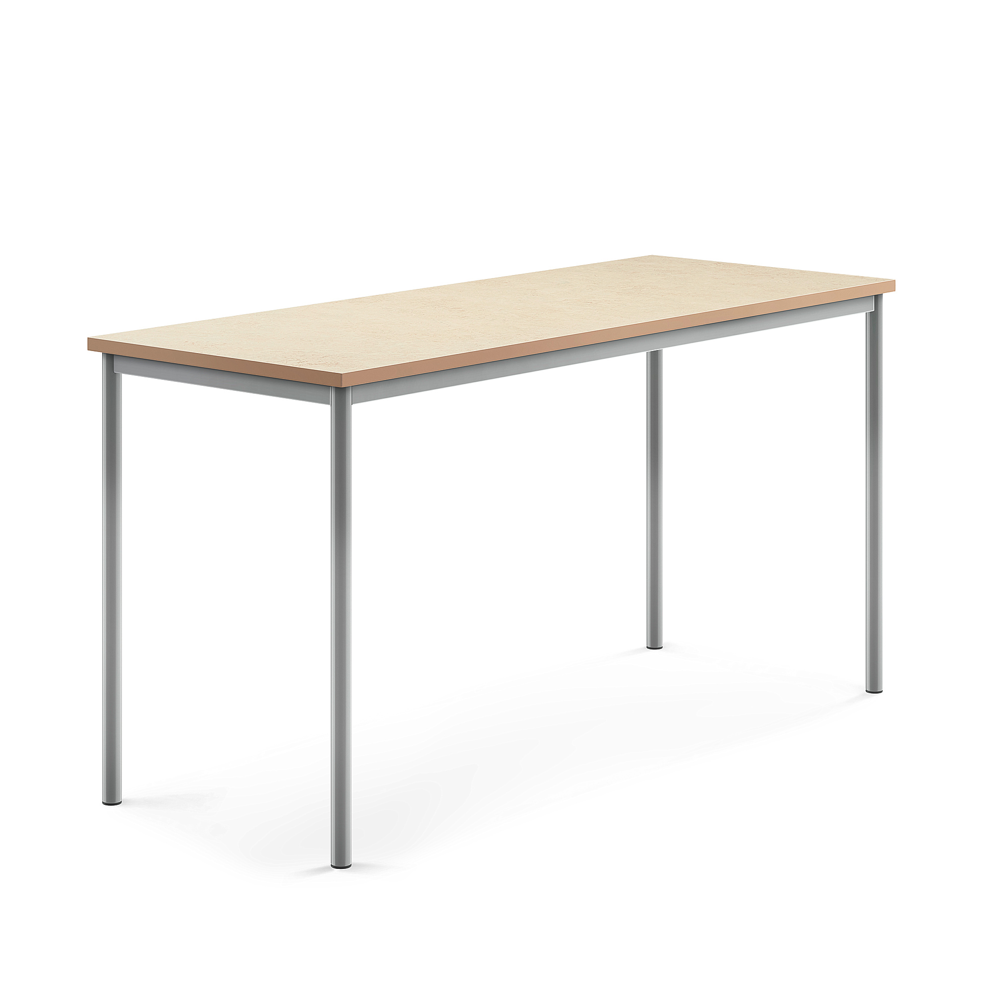 Stůl SONITUS, 1800x700x900 mm, stříbrné nohy, deska s linoleem, béžová