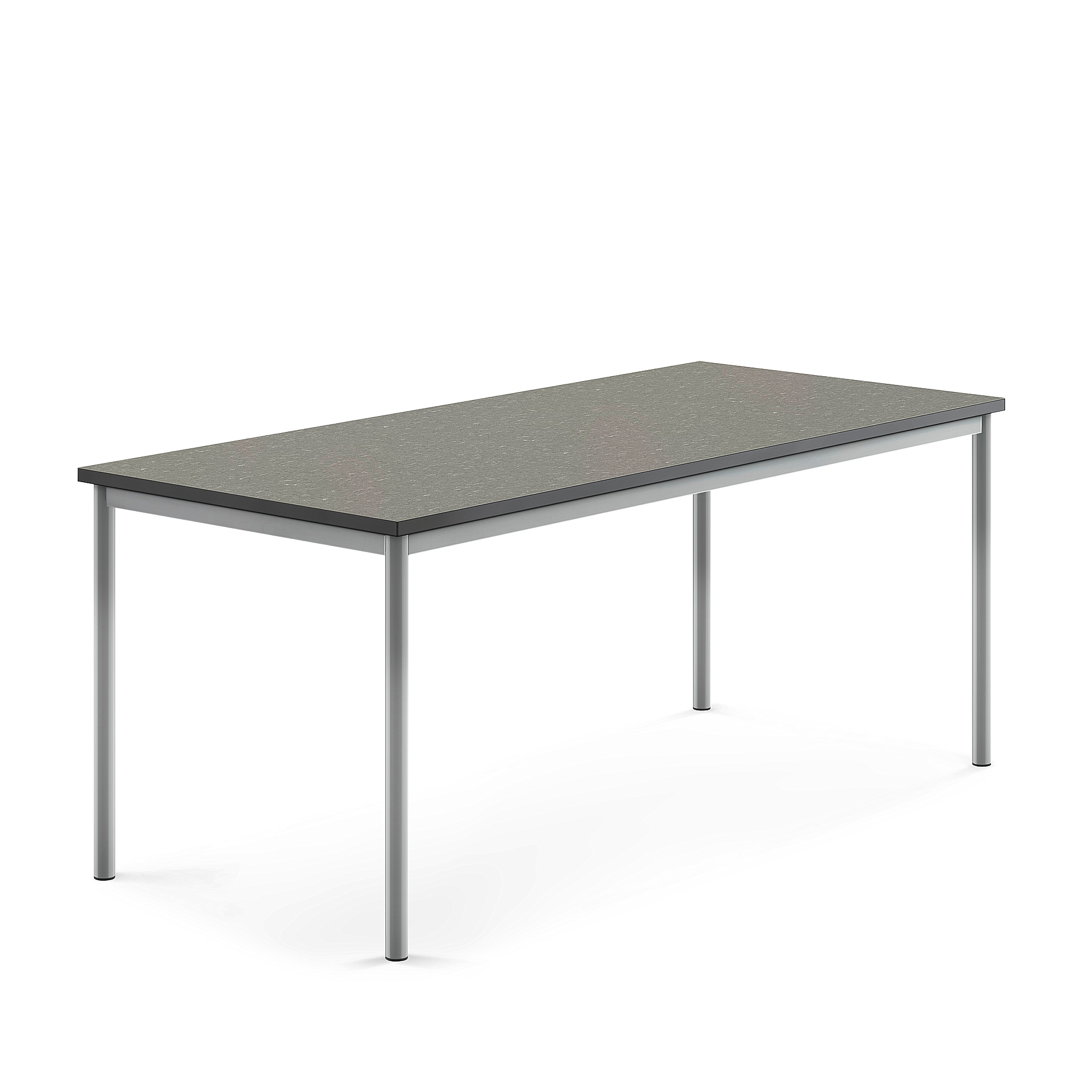 Stůl SONITUS, 1800x800x720 mm, stříbrné nohy, deska s linoleem, tmavě šedá