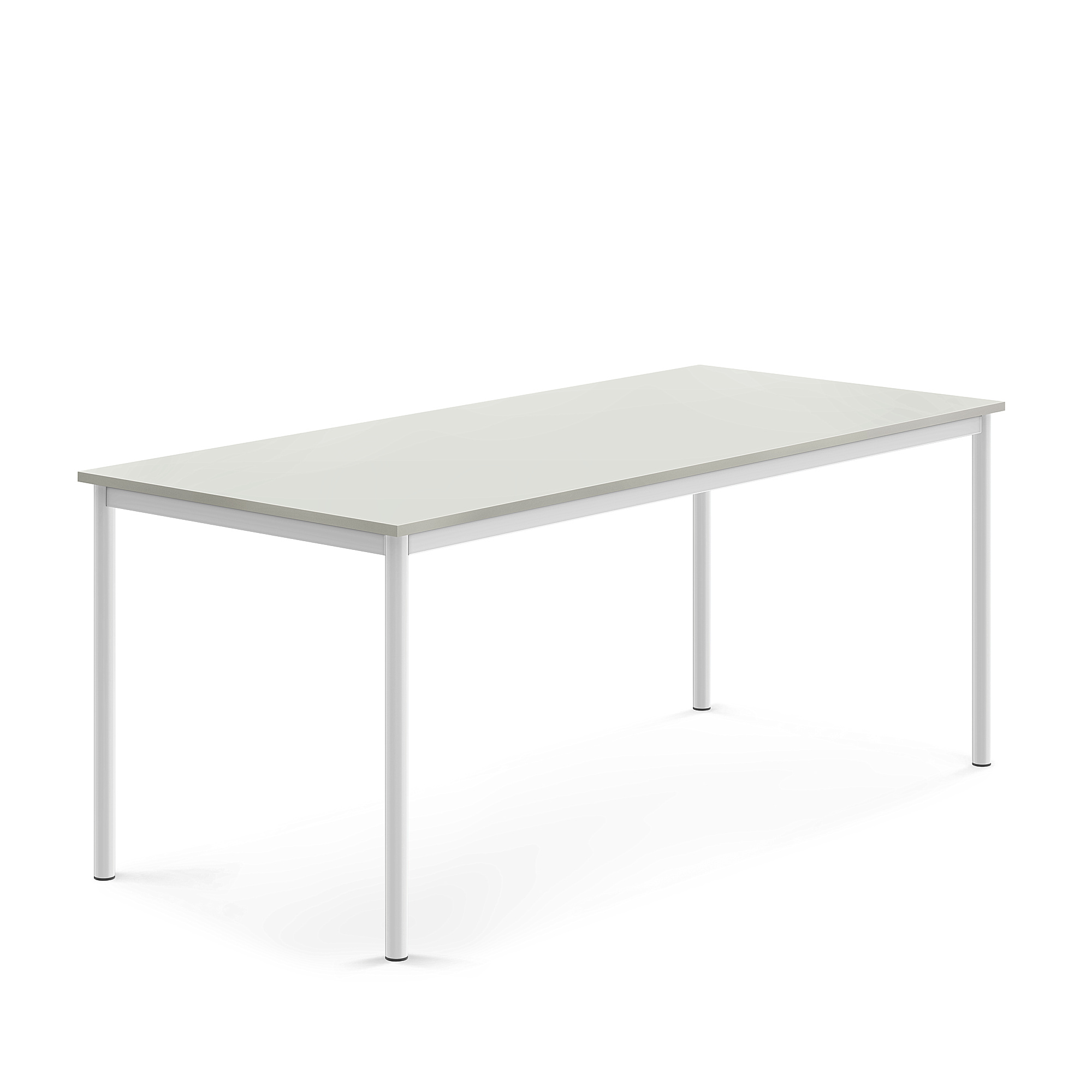 Stůl SONITUS, 1800x800x720 mm, bílé nohy, HPL deska tlumící hluk, šedá