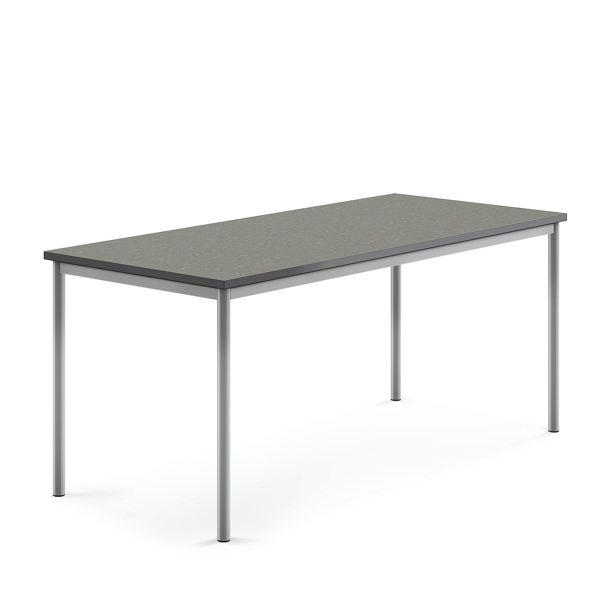 Stůl SONITUS, 1800x800x760 mm, stříbrné nohy, deska s linoleem, tmavě šedá