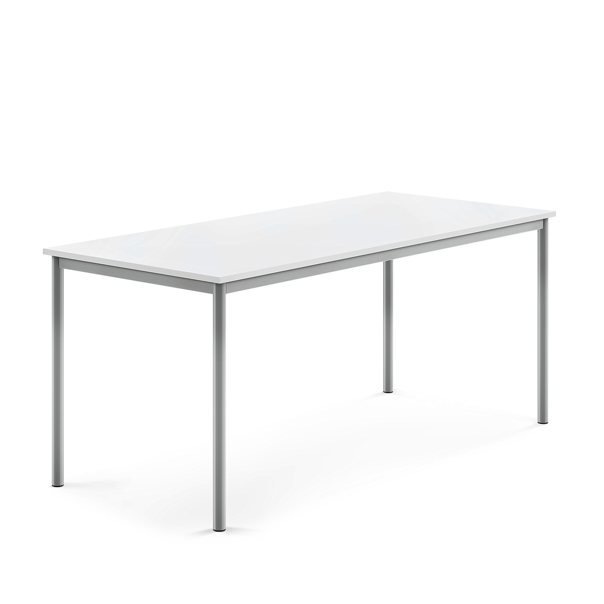 Stůl SONITUS, 1800x800x760 mm, stříbrné nohy, HPL deska tlumící hluk, bílá
