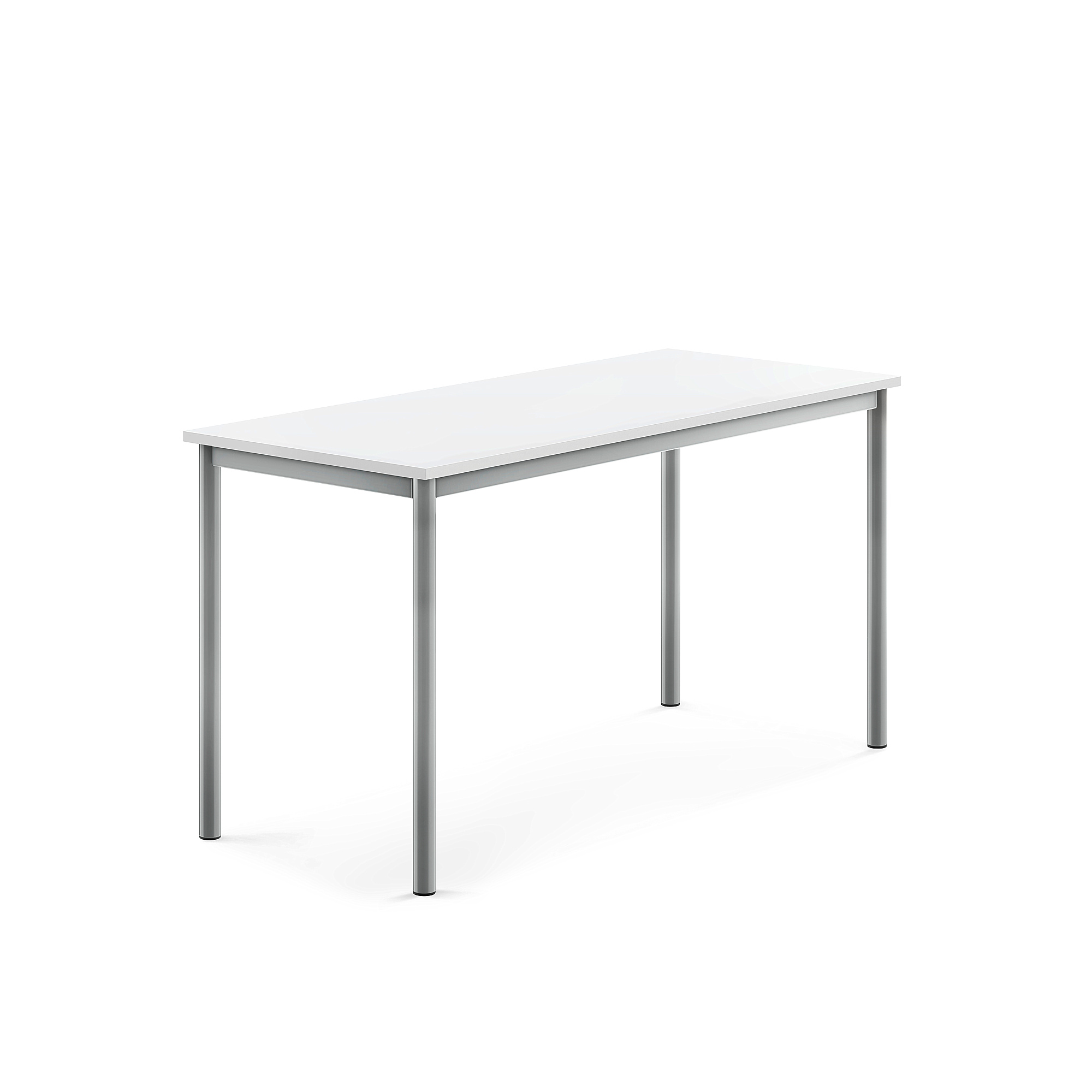 Stůl BORÅS, 1400x600x720 mm, stříbrné nohy, HPL deska, bílá