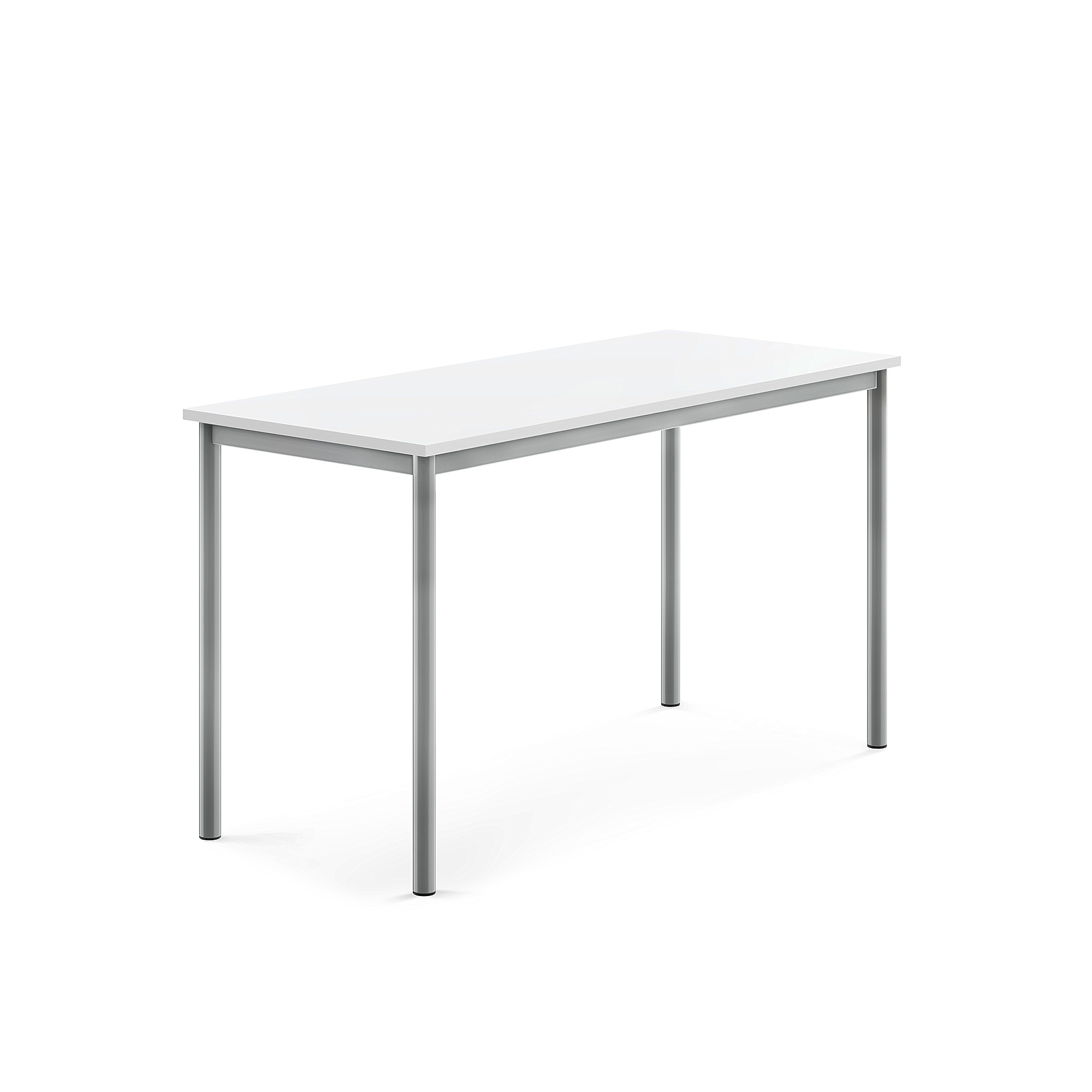 Stůl BORÅS, 1400x600x760 mm, stříbrné nohy, HPL deska, bílá