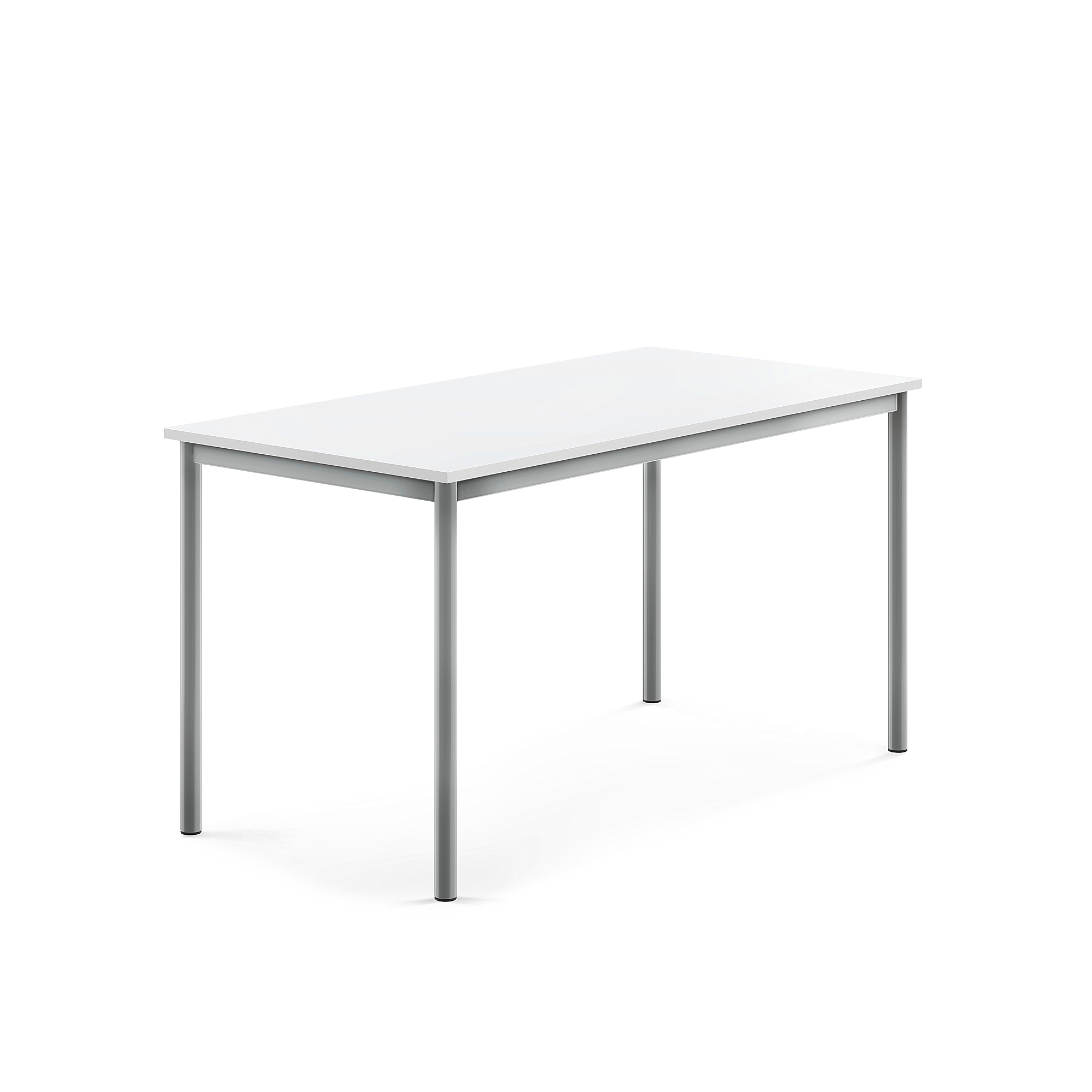 Stůl BORÅS, 1400x700x720 mm, stříbrné nohy, HPL deska, bílá