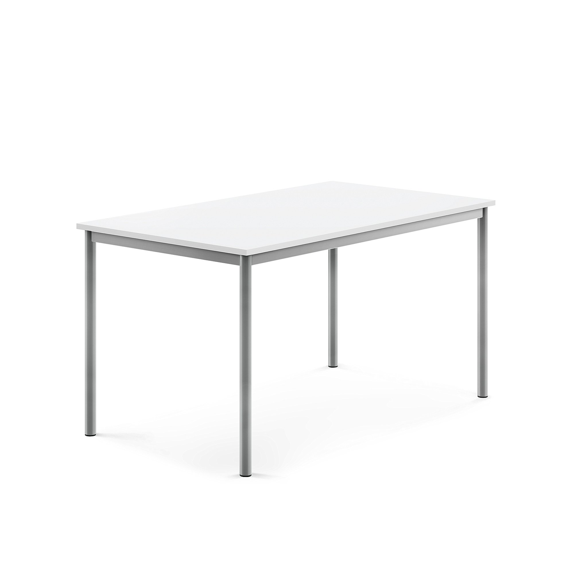 Stůl BORÅS, 1400x800x720 mm, stříbrné nohy, HPL deska, bílá