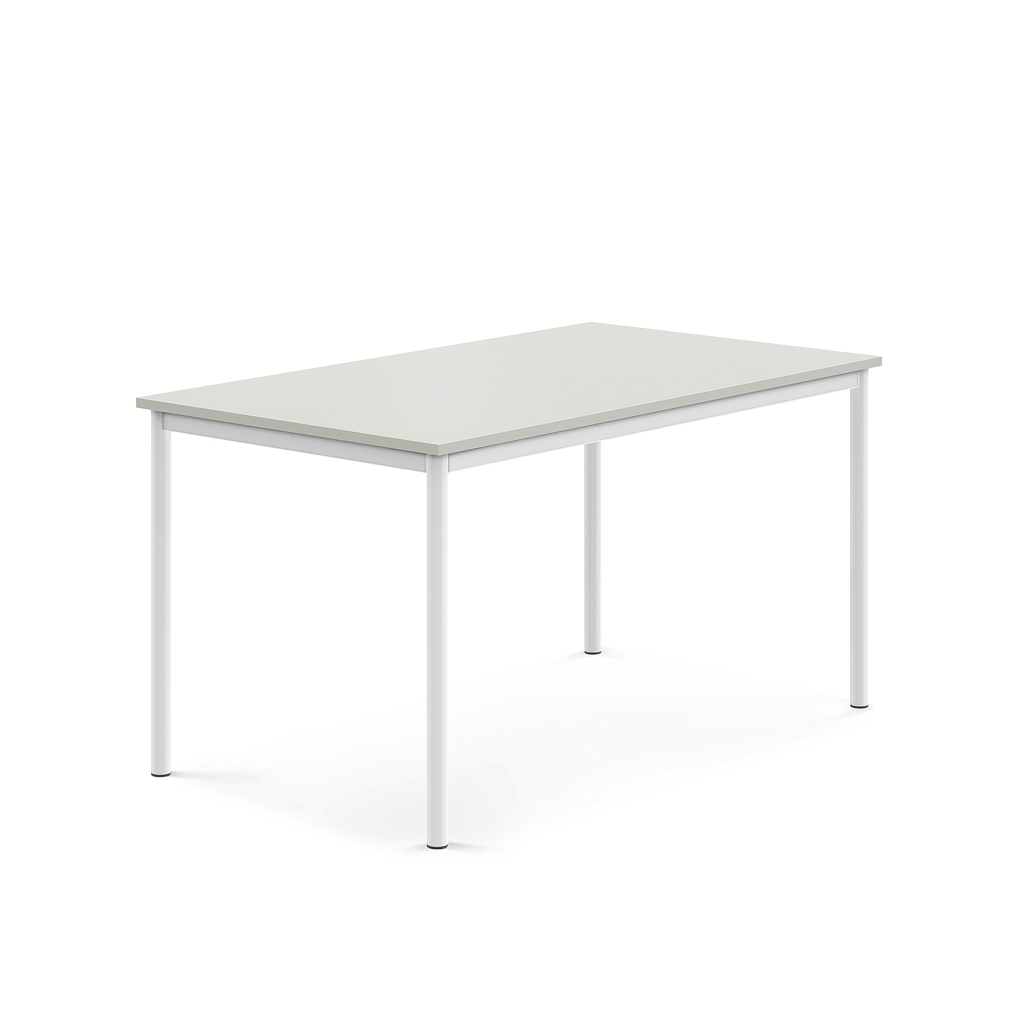 Stůl BORÅS, 1400x800x720 mm, bílé nohy, HPL deska, šedá