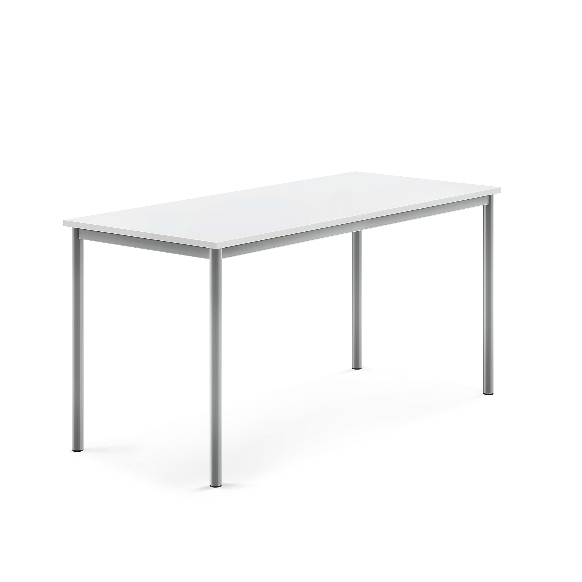 Stůl BORÅS, 1600x700x760 mm, stříbrné nohy, HPL deska, bílá