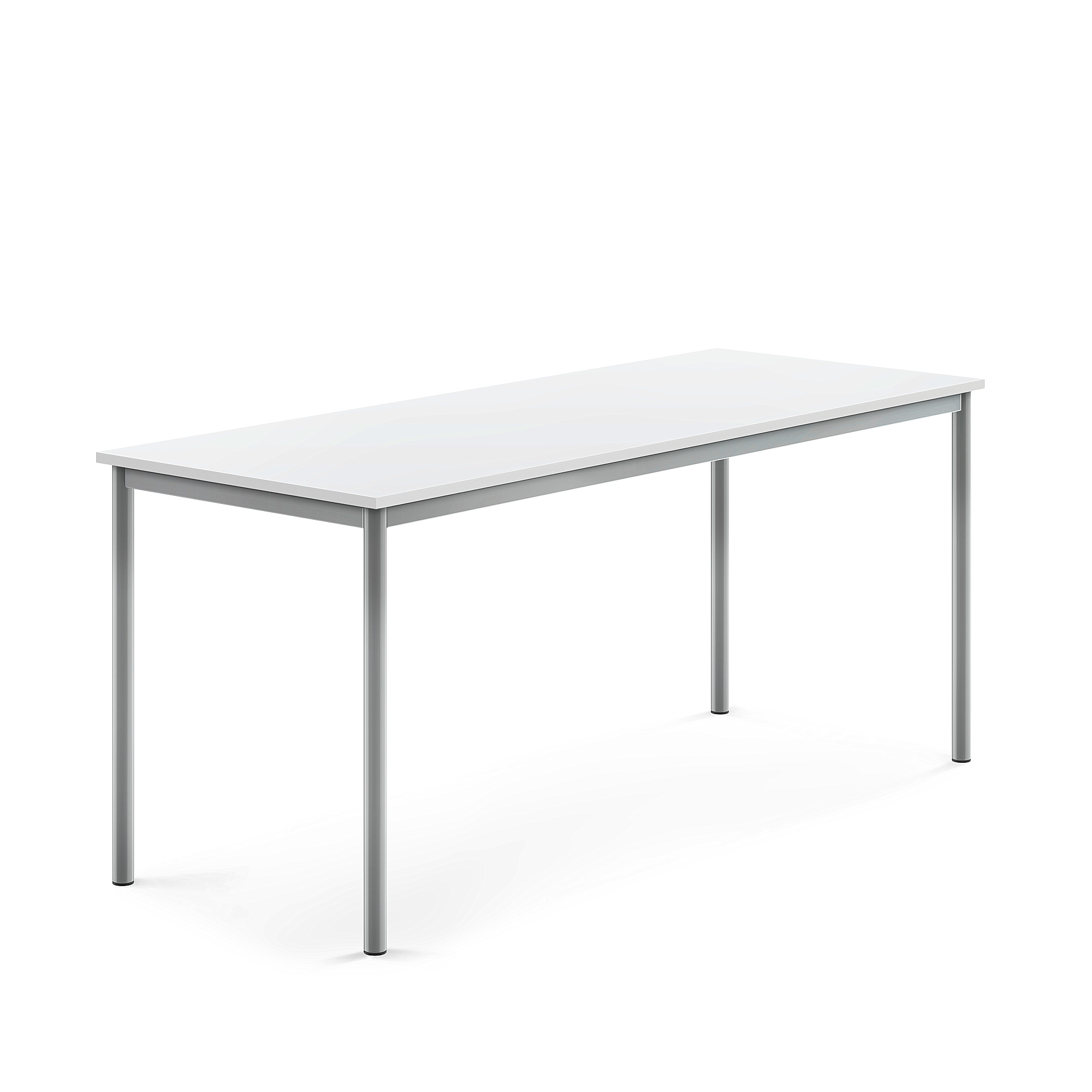 Stůl BORÅS, 1800x700x760 mm, stříbrné nohy, HPL deska, bílá